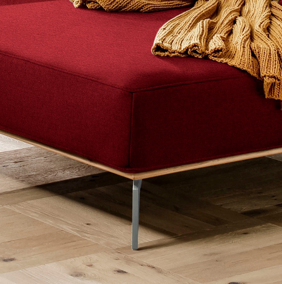 W.SCHILLIG Ecksofa »run, Designsofa mit tollem Sitzkomfort, bequem, L-Form«, mit elegantem Holzsockel, Füße in Silber matt, Breite 299 cm