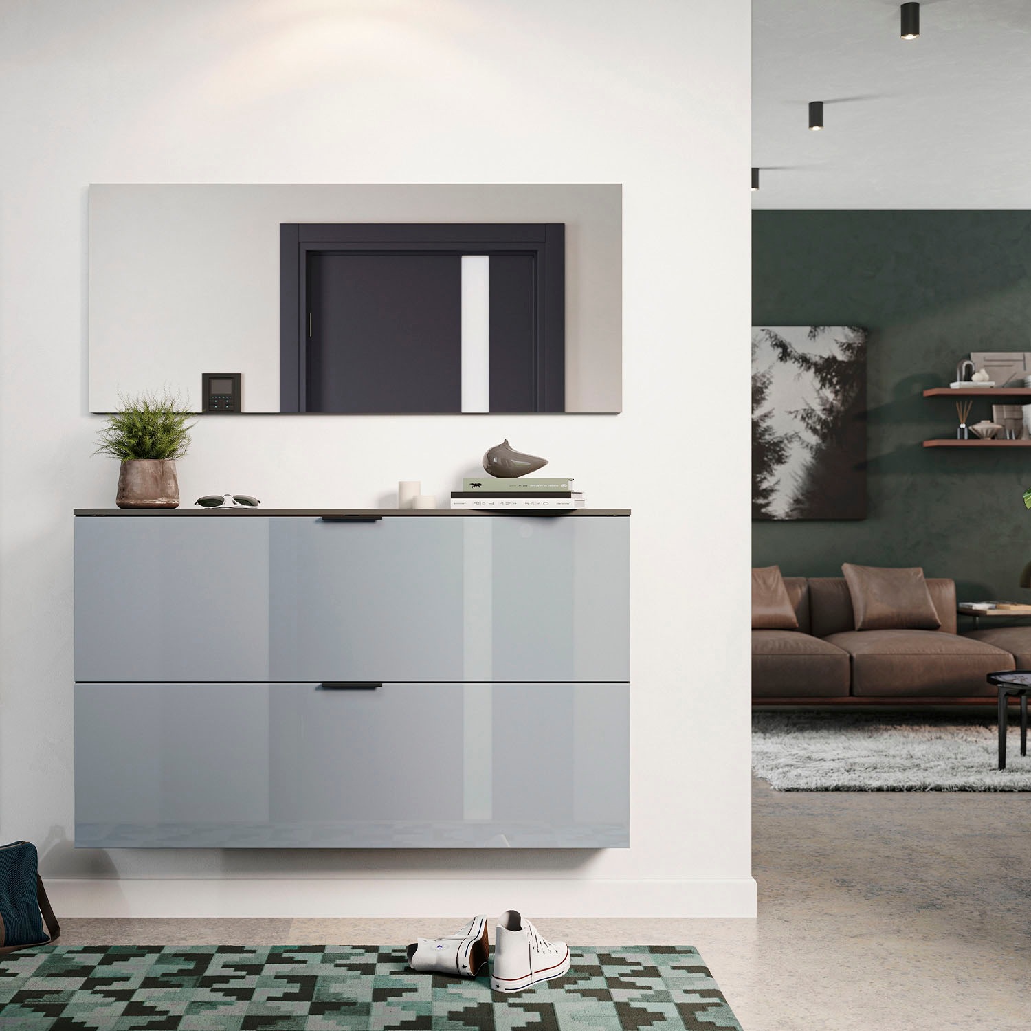 GERMANIA Garderoben-Set »Valega«, (2 St.), inkl. Schuhschrank mit Glasfronten und Spiegel