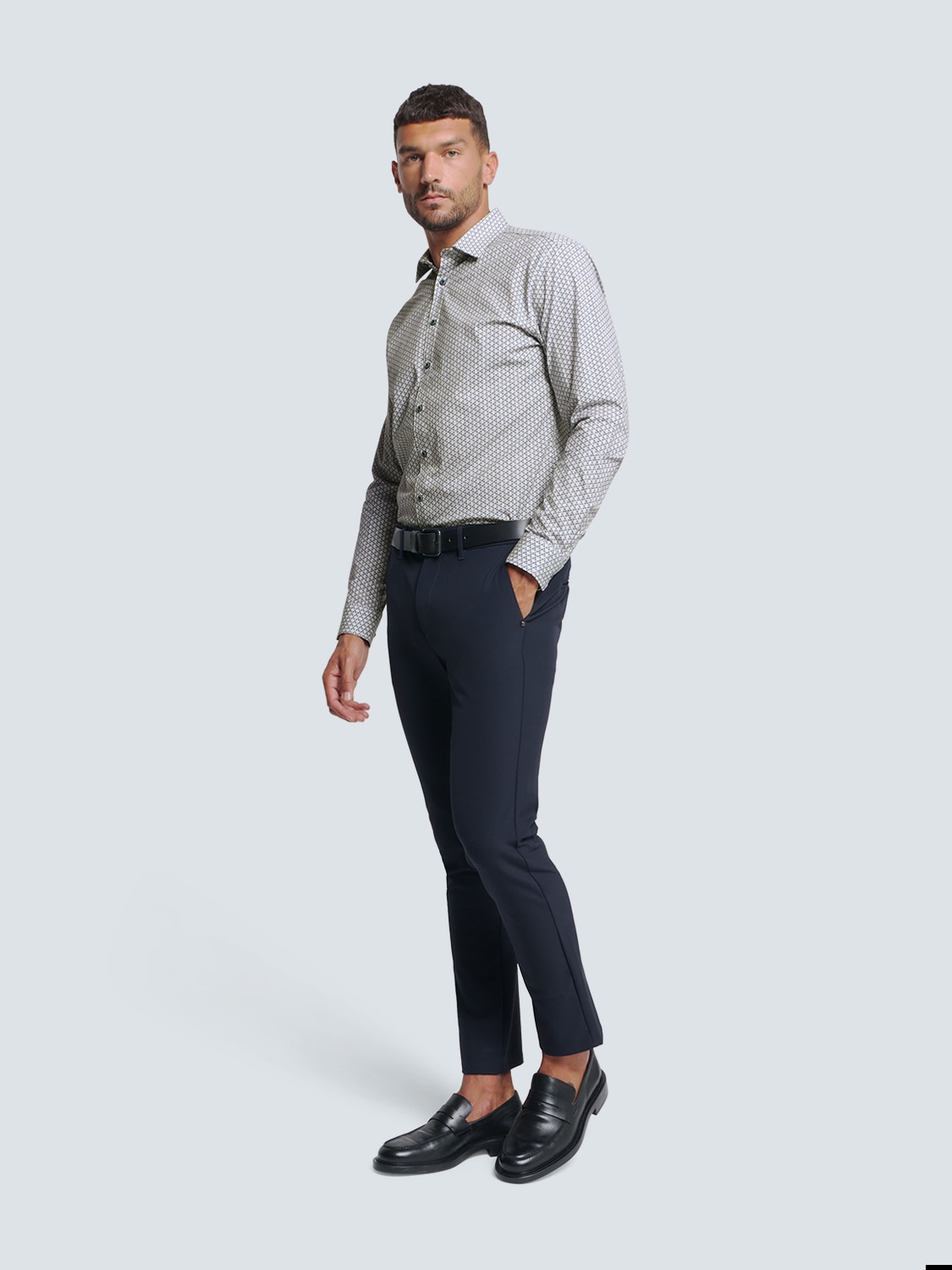 NO EXCESS Langarmhemd »No Excess Bedrucktes Stretch-Hemd«