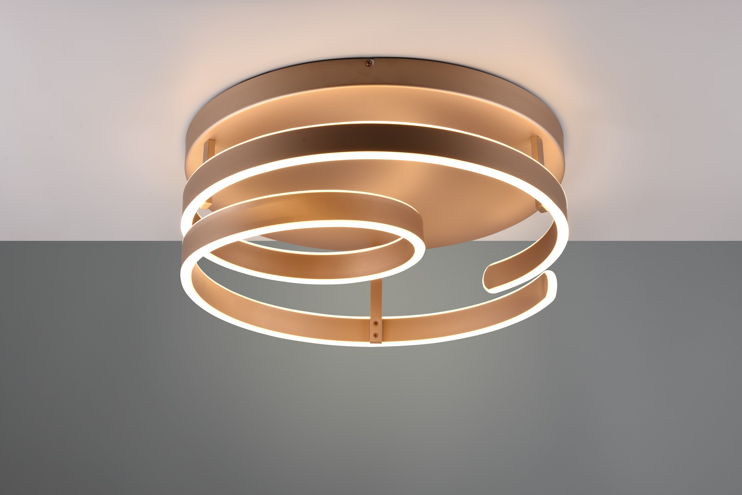 TRIO Leuchten LED Deckenleuchte »MARNIE, spiralförmige LED Deckenlampe indirektes Licht warmweiß 3000K«, 1 flammig, Leuchtmittel LED-Board | LED fest integriert, 6800 Lumen Ø 55cm 3 Stufen dimmbar über Wandschalter Wohnzimmer LED