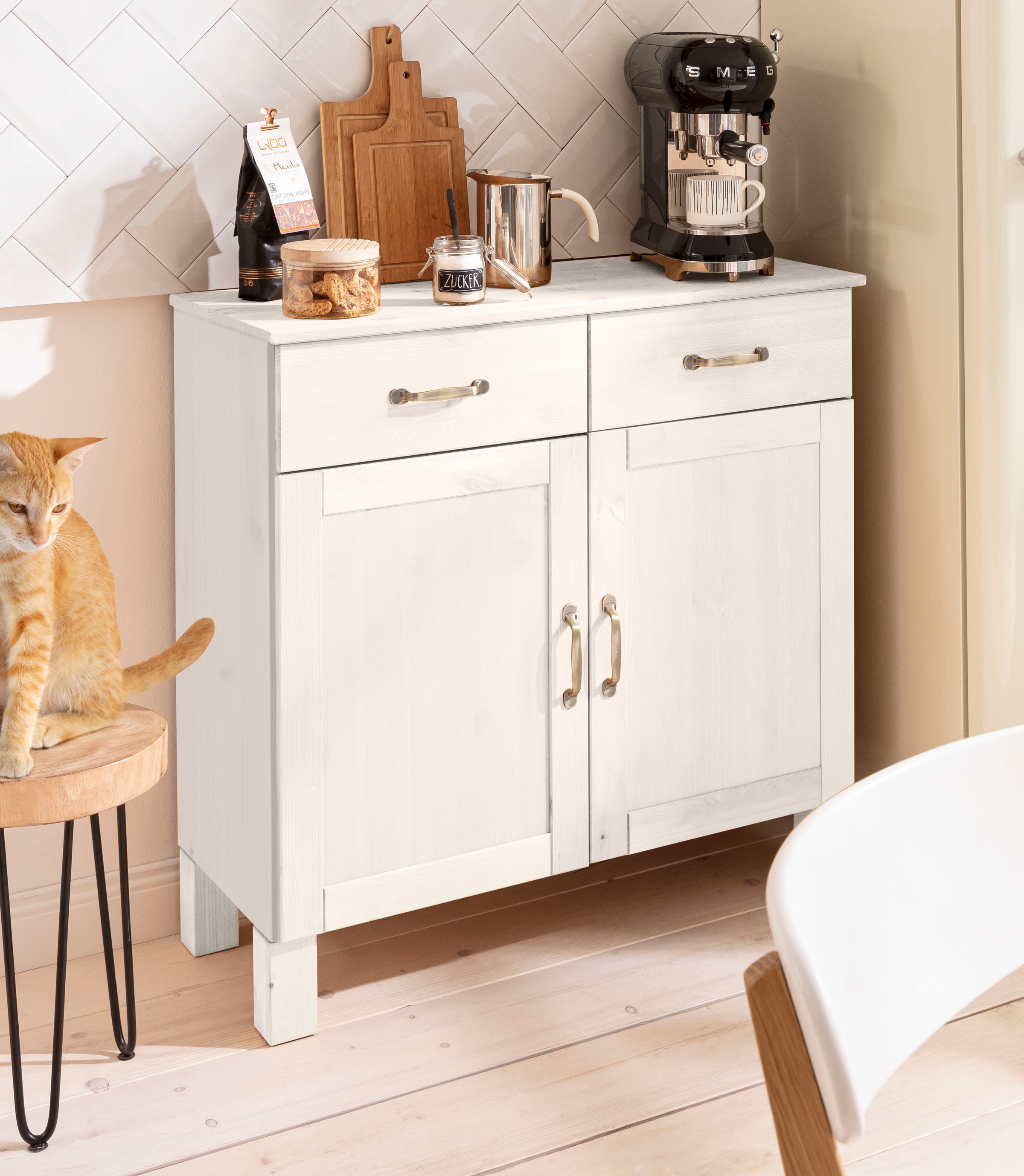 Sideboard „Alby“, weiß B/H/T: 85 cm x 85 cm x 38 cm