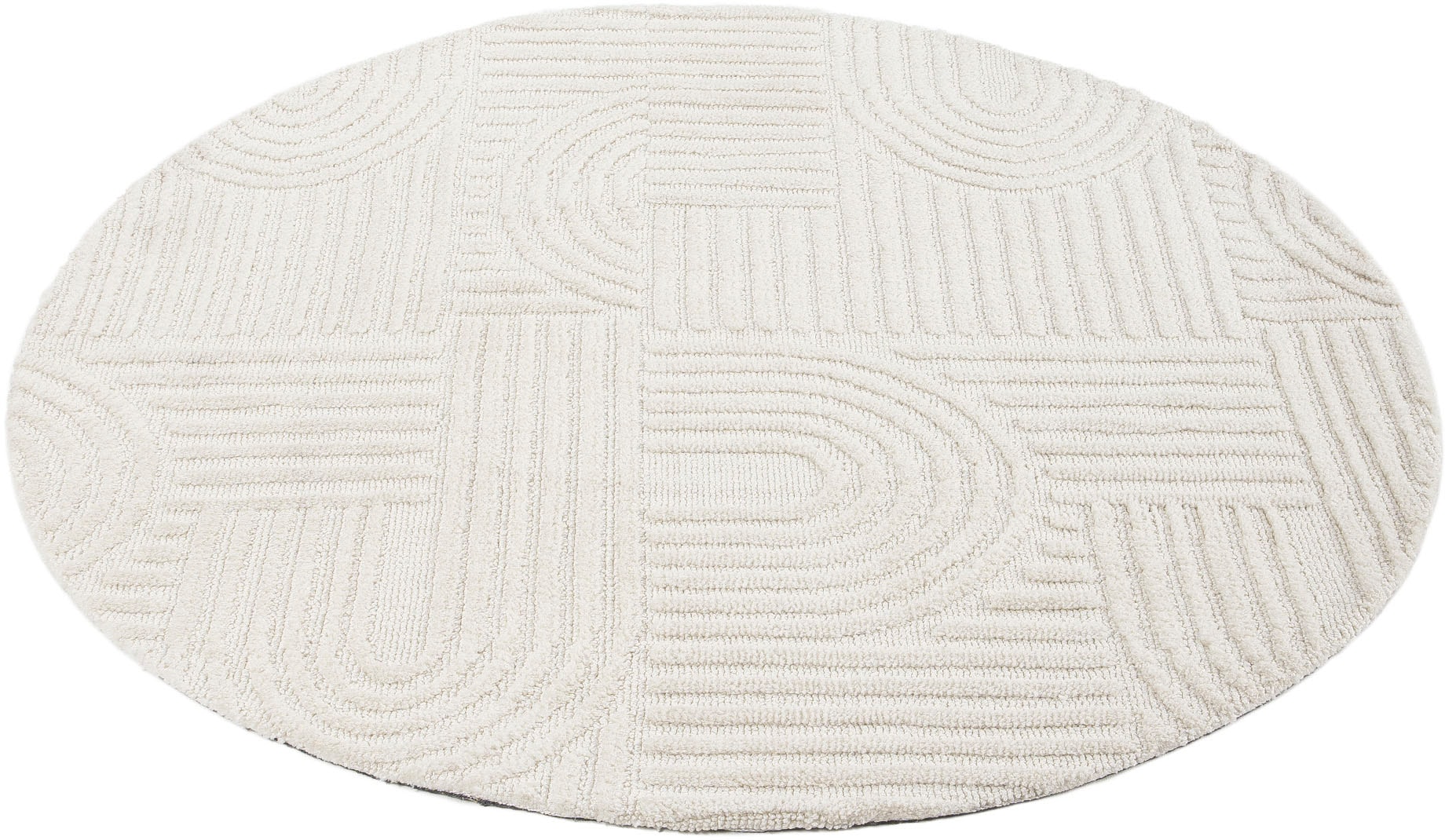 carpetfine Teppich »Holly 4 - Soft Touch Microfaser Teppich«, rund, 12 mm Höhe, Boho Scandi, weiche dichte getuftete Hoch-Tief-Struktur, Wohnzimmer