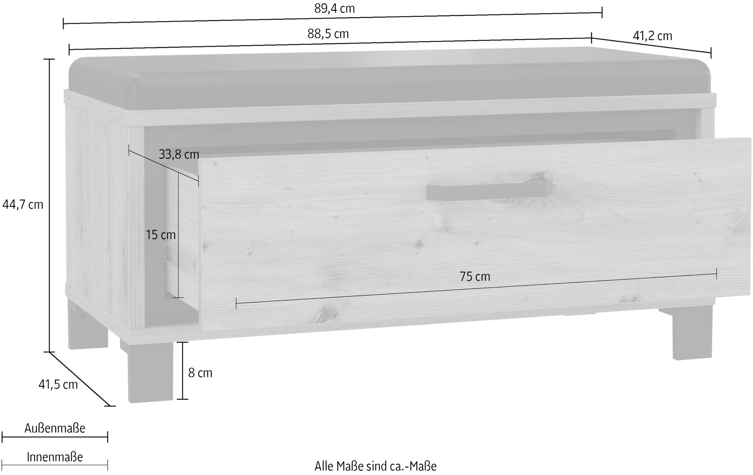 Sitzbank, ca. kaufen 90 cm, auf Sitzauflage inkl. Rechnung Breite FORTE