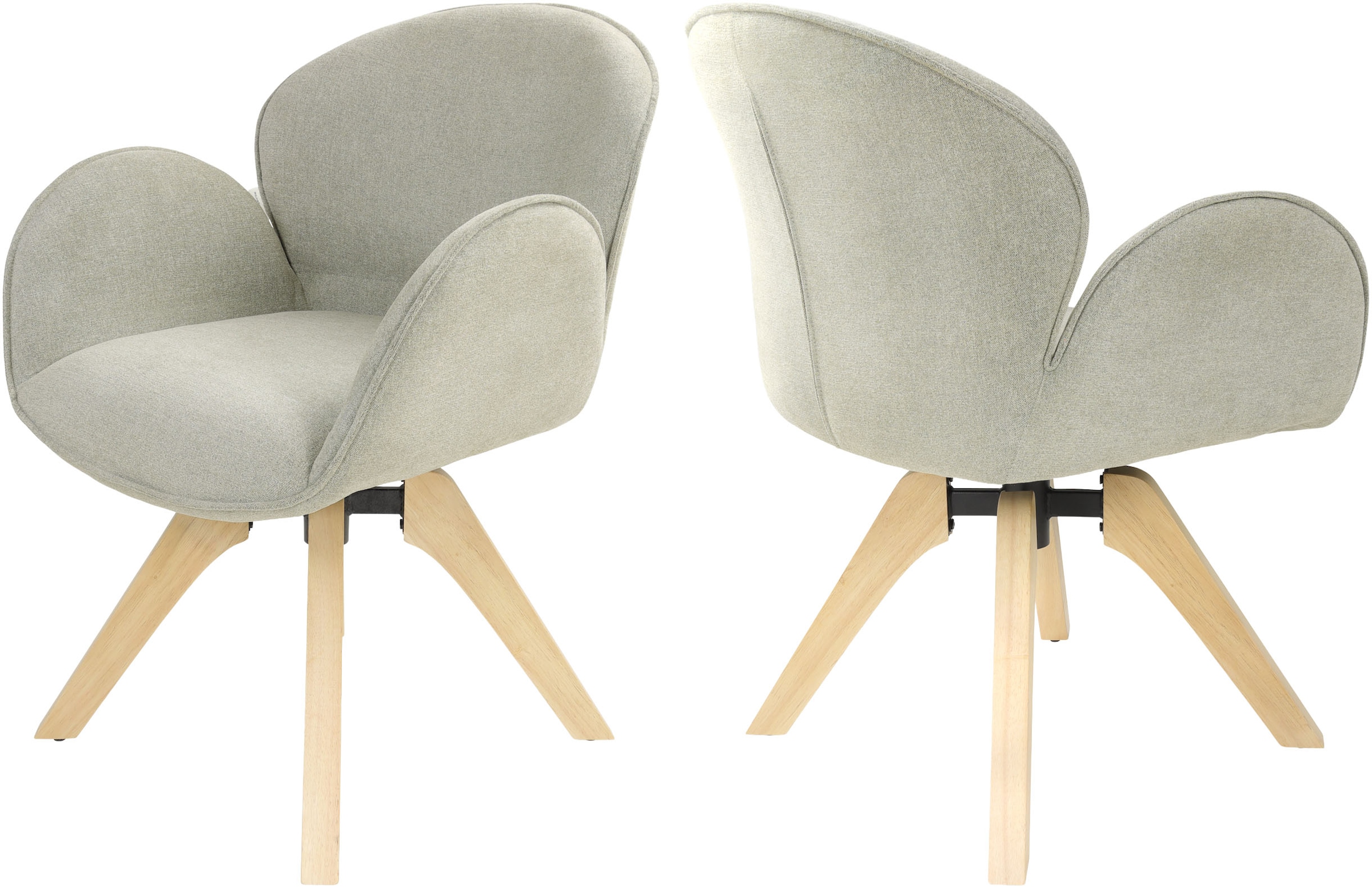 TOM TAILOR HOME Armlehnstuhl »WINGS ARMCHAIR« (Set) 2 Stk.mit Armlehnen, drehbar, Rückholfunktion, Massivholzgestell
