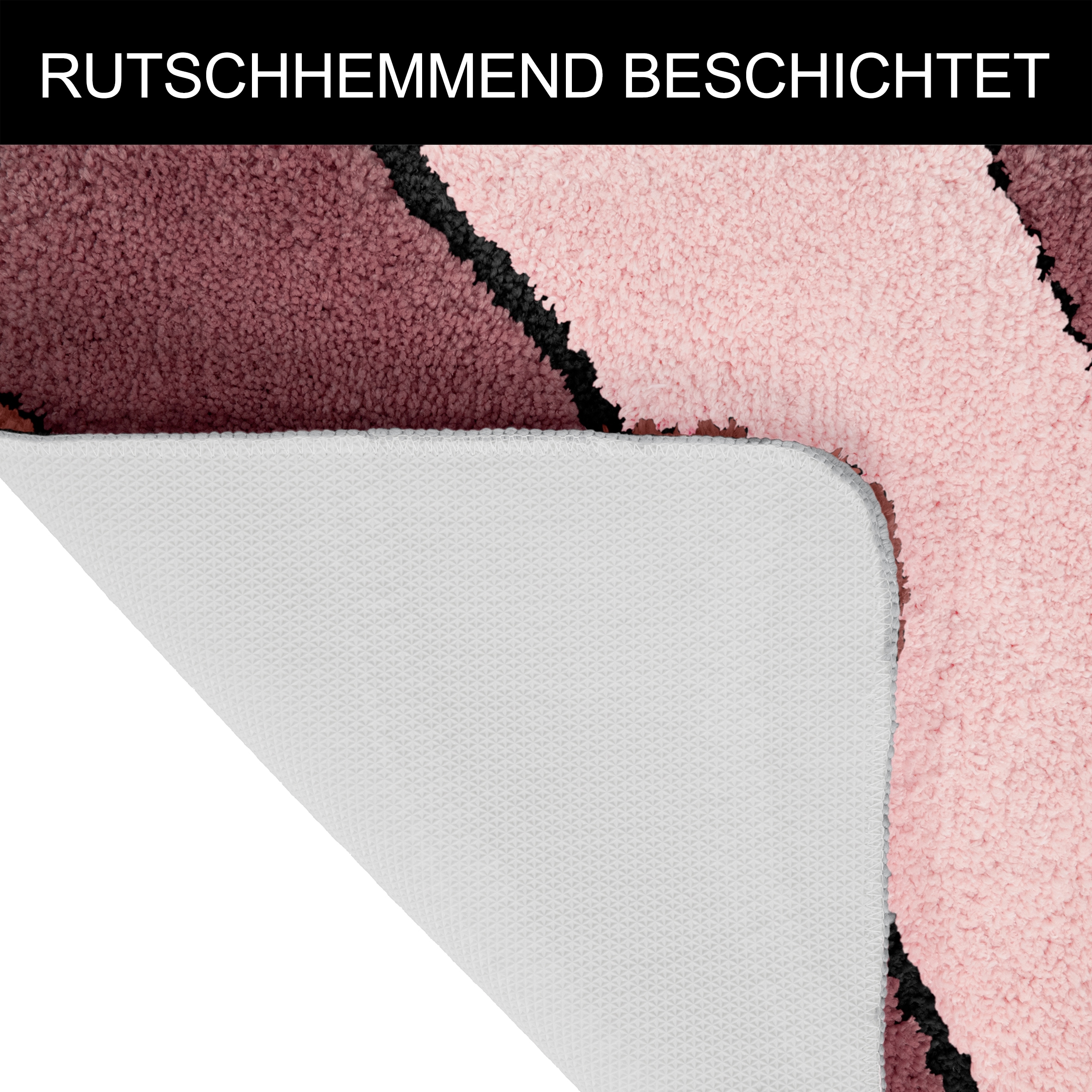 my home Badematte »Josie, Badvorleger, Badezimmer Teppich« Höhe 20 mm rutschhemmend beschichtet fußbodenheizungsgeeignet | schnell trocknend | strapazierfähig Badteppich, Badematten, rechteckig, rund & als 3-tlg. Set erhältlich