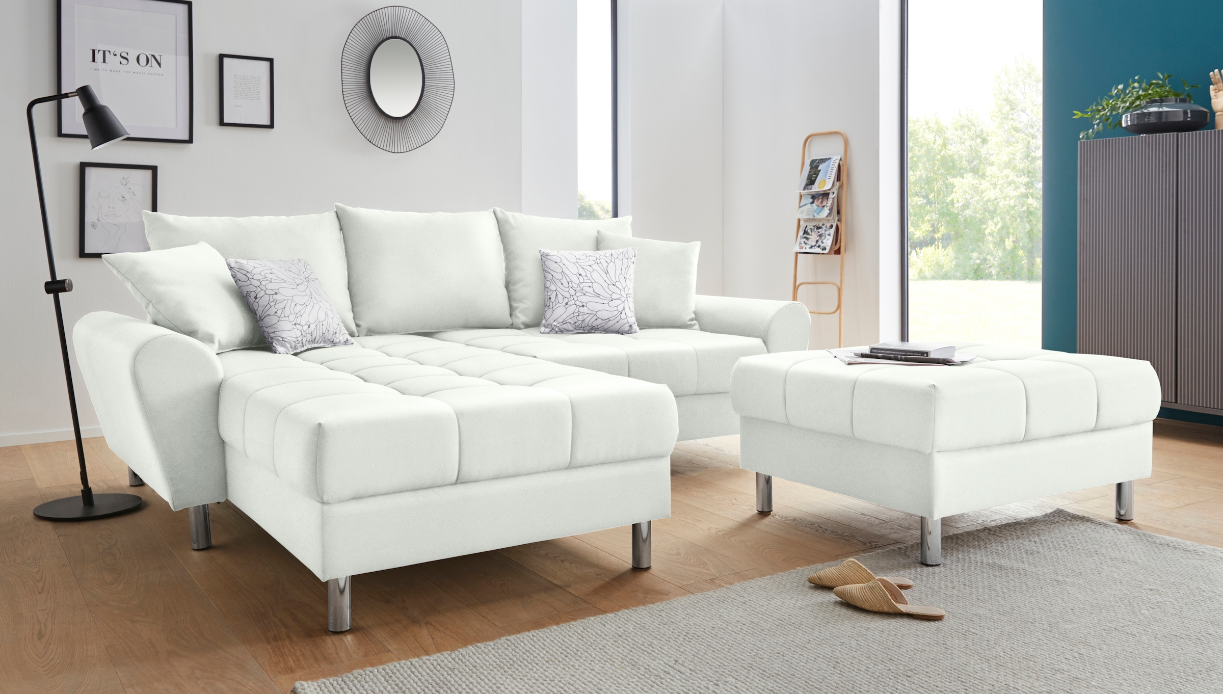 Ecksofa »Rada L-Form«, inklusive Hocker, Bettfunktion und Federkern