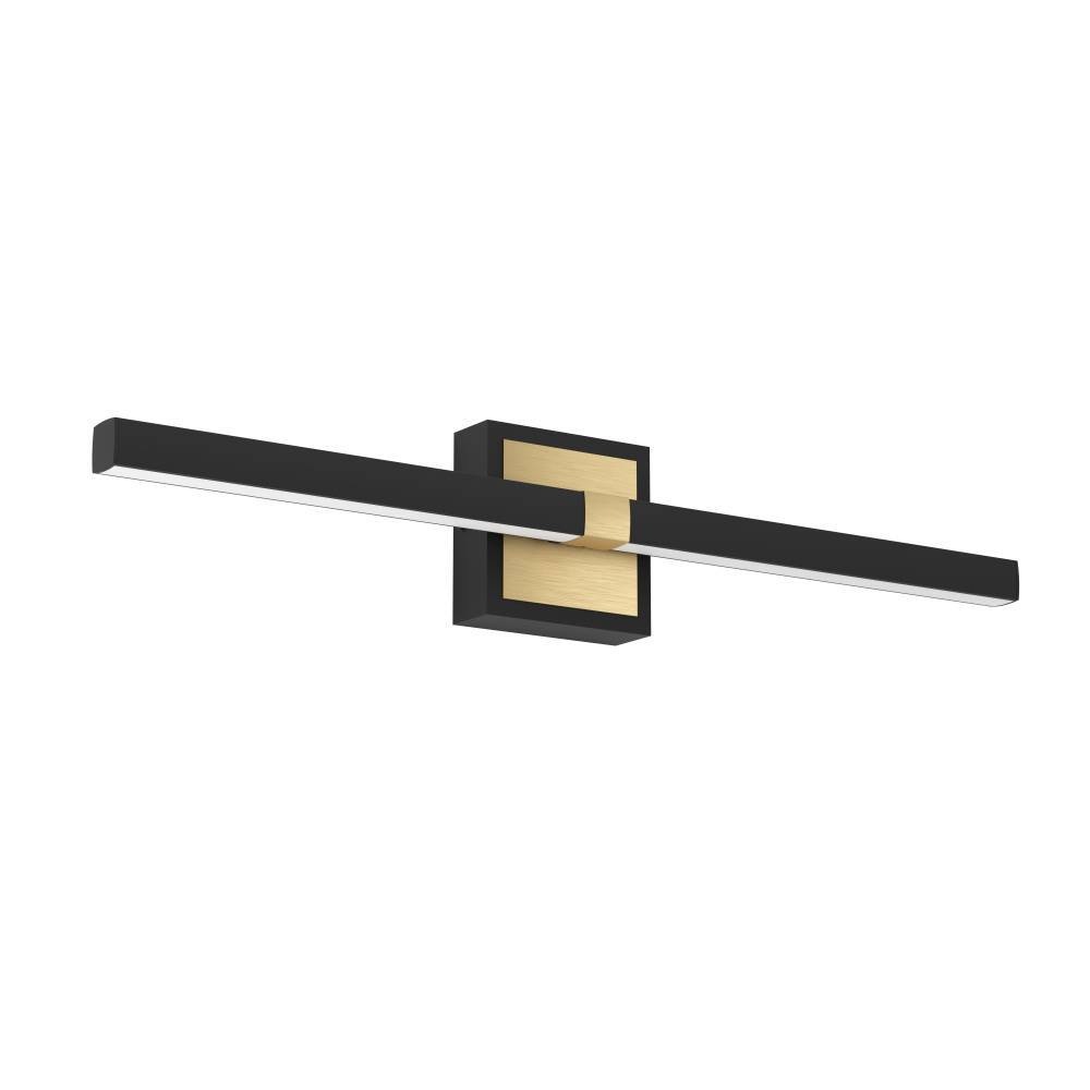 EGLO Wandleuchte »PEGUERA«, 1 flammig, Leuchtmittel LED-Modul | LED fest integriert, Spiegelleuchte, Spiegellampe, Metall, Schwarz und Messing, IP44, 60 cm