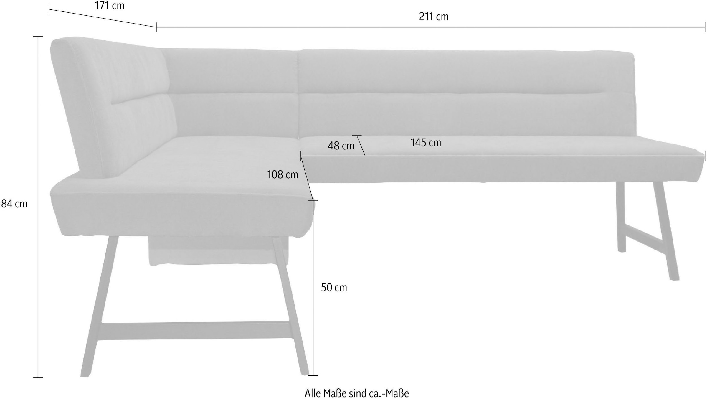 Home affaire Eckbankgruppe »Sava«, (Set, 4 tlg.), Eckbank mit Wellenfederung im Sitz, Tisch Massiv Eiche