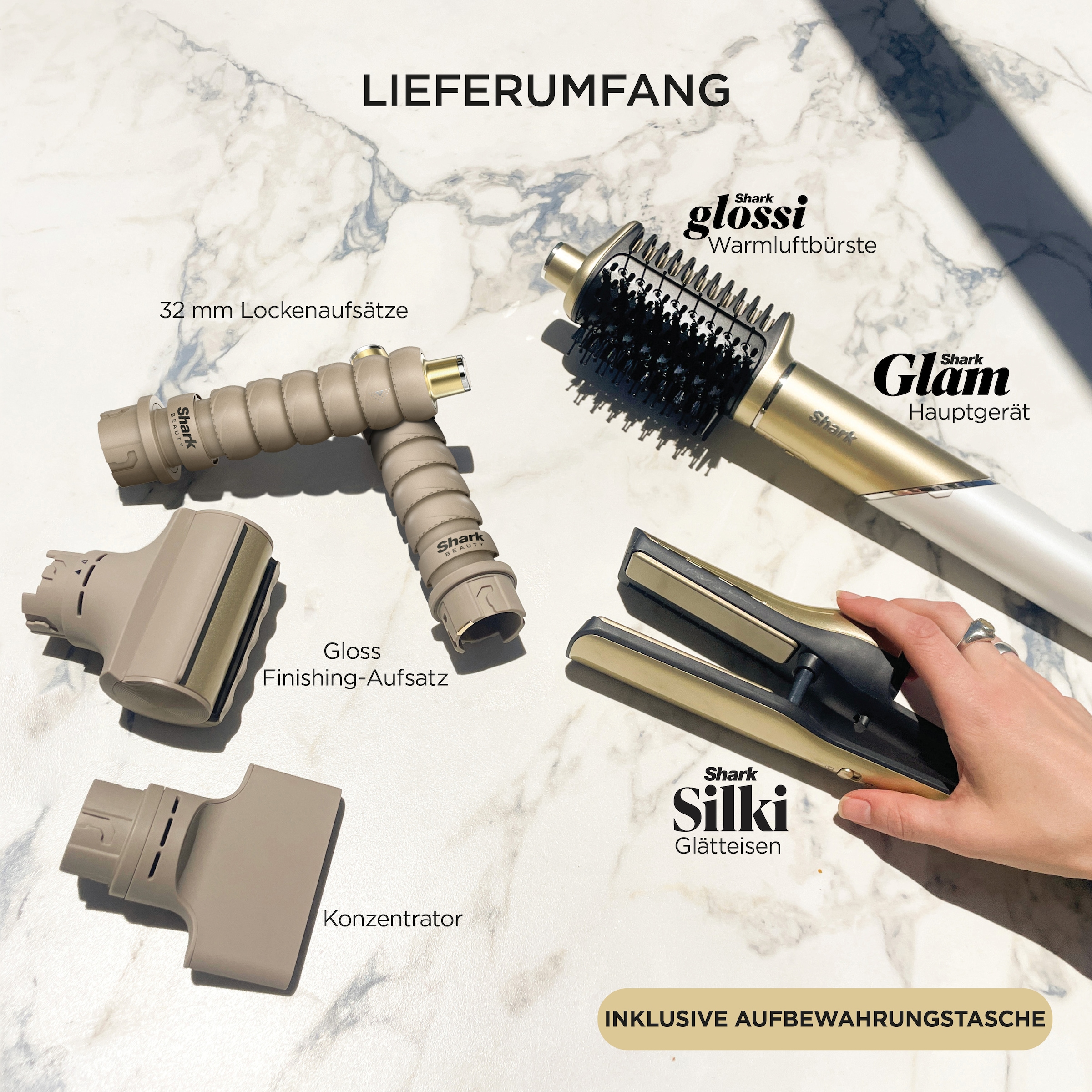Shark Multihaarstyler »Shark Glam Multistyler für glatte Haare, Wellen und Locken
HD6051SEU« 5 Aufsätze Premium-Multistyler und Haartrockner mit hitzekontrollierter Keramik