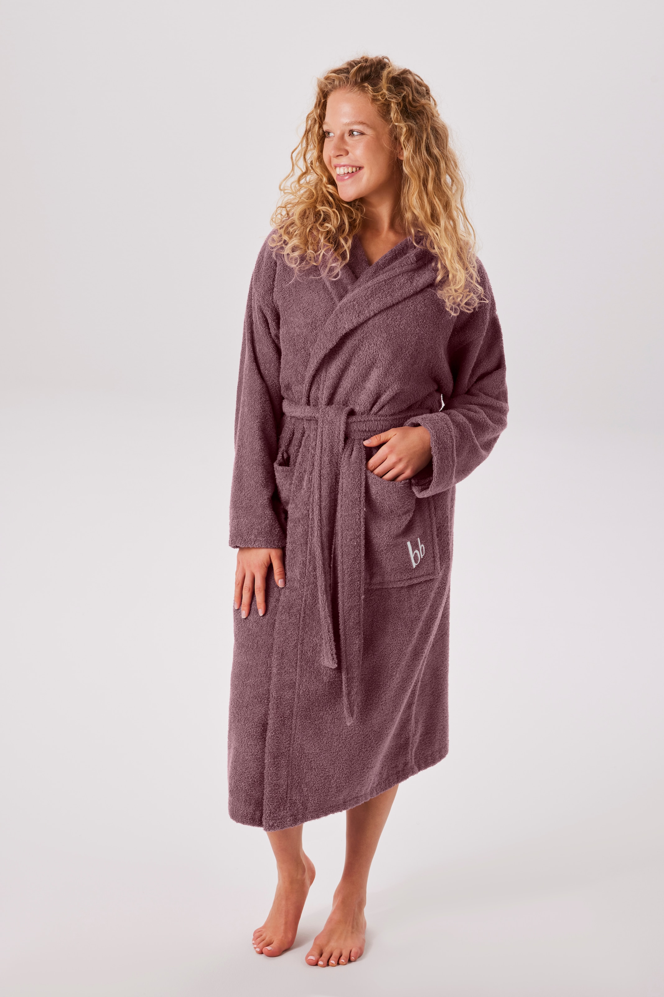 Bruno Banani Unisex-Bademantel »Robby, ideal für Sauna & Spa, Standardlänge & Überlänge« 1 Stk. Damen & Herren Bademäntel, Baumwolle, mit Taschen, Sauna, XS-3XL