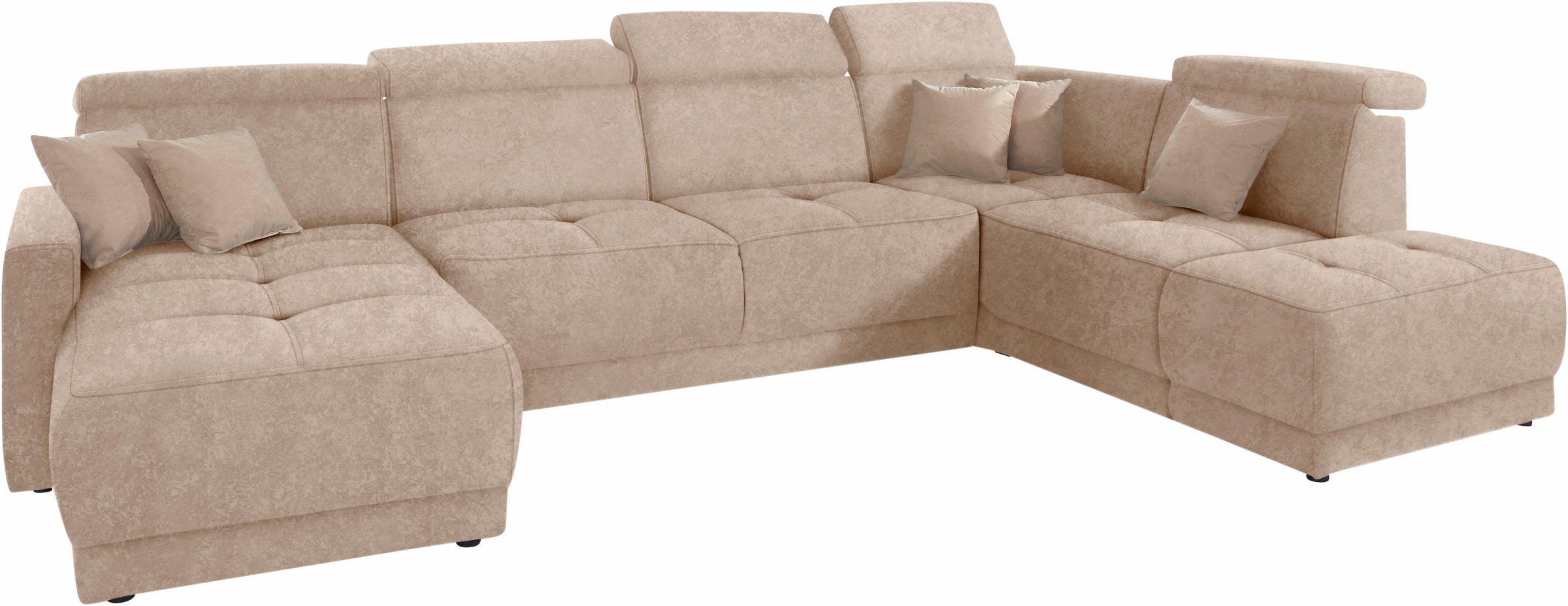 DOMO collection Wohnlandschaft »Ava moderne Sitzheftung mit toller Doppelnaht, komfortabel, U-Form« mit Federkern, wahlweise mit Kopfteilverstellungen