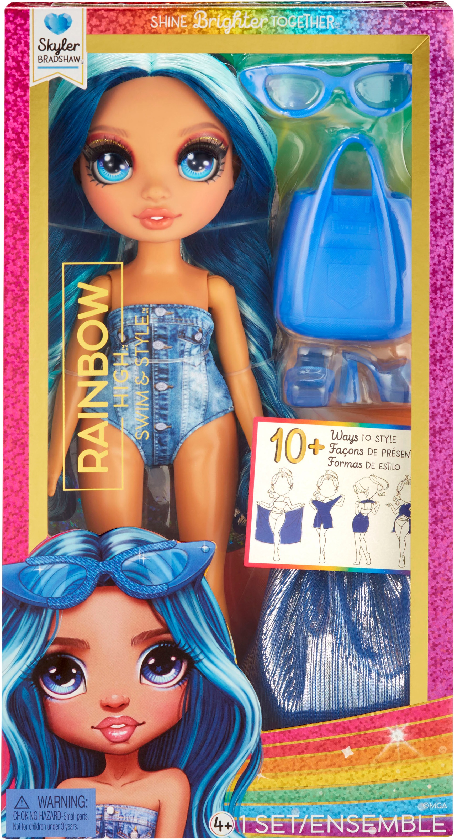 RAINBOW HIGH Anziehpuppe »Rainbow High Swim & Style Fashion Doll- Skyler (Blue)«
