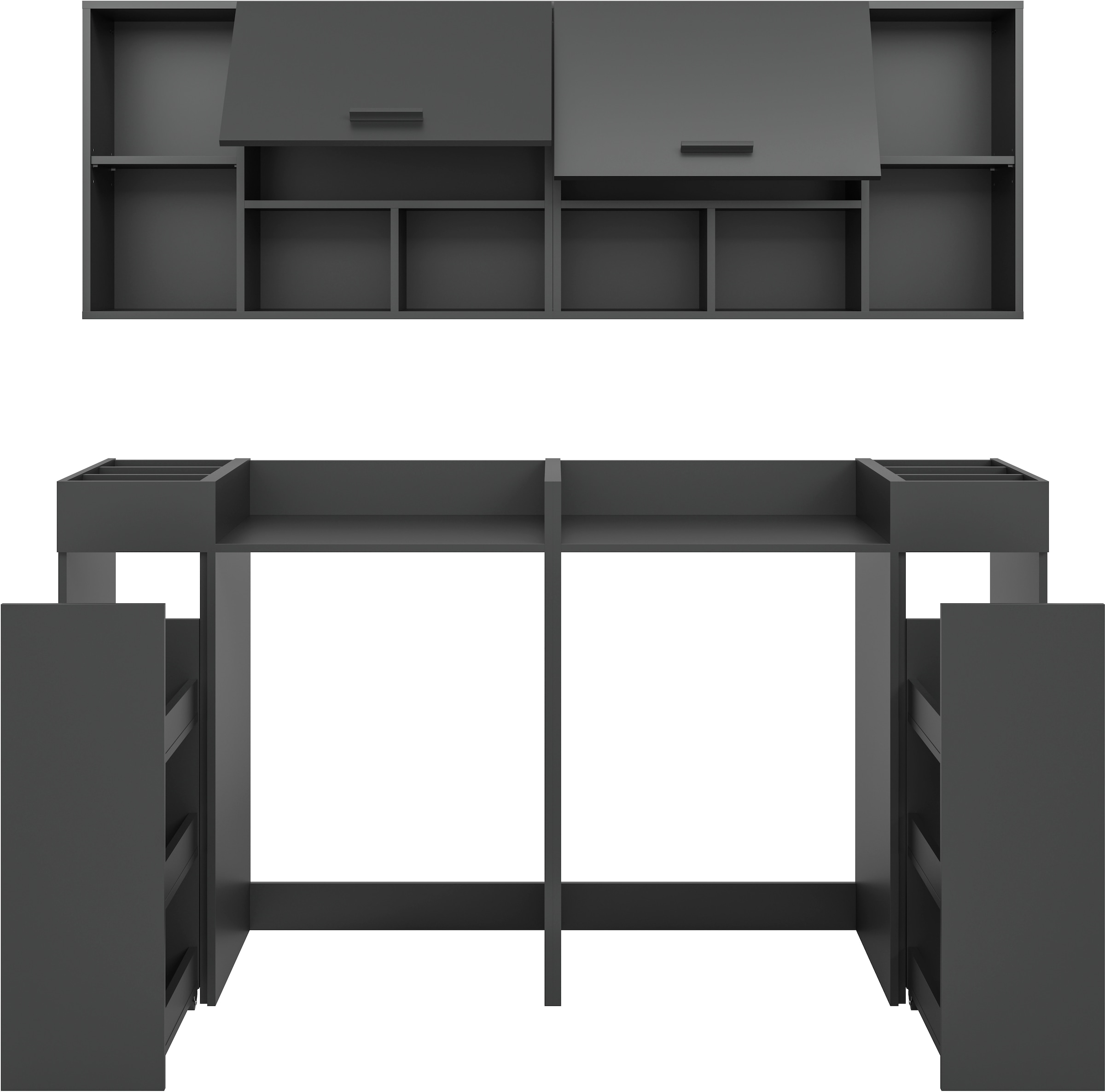 welltime Badmöbel-Set »FALAS, TOPSELLER!, 6-teilig, Hauswirtschaftsraum Set, Breite 190 cm«, (Set, 6 St., 2x Waschmaschinenumbauschrank, 2x Standregal & 2x Hängeschrank), Kombination, Waschmaschinenumbau, Waschmaschinenschrank, Wäschekammer