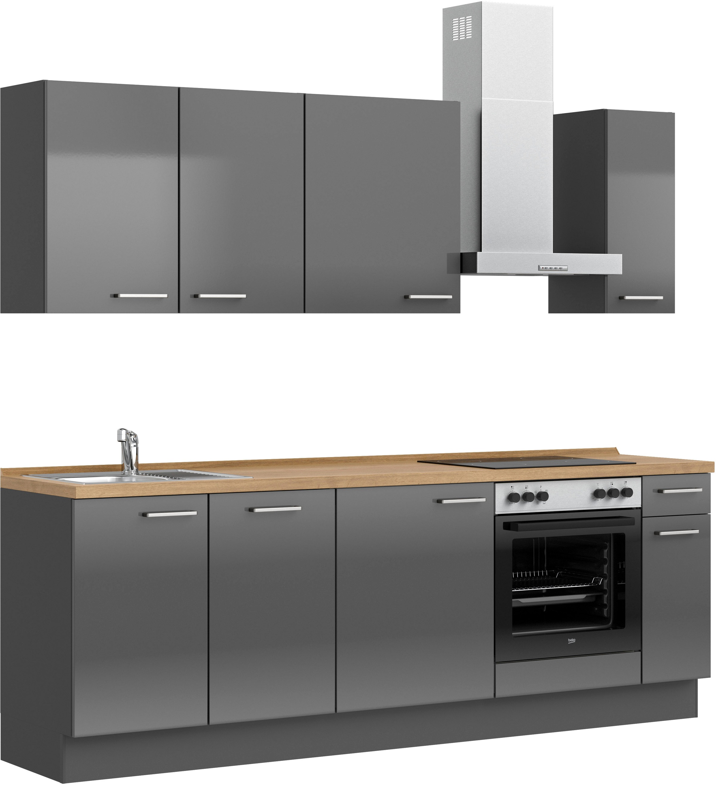 nobilia® Küchenzeile »"Flash I"«, vormontiert, Ausrichtung wählbar, Breite 240 cm, wahlw. mit E-Geräten