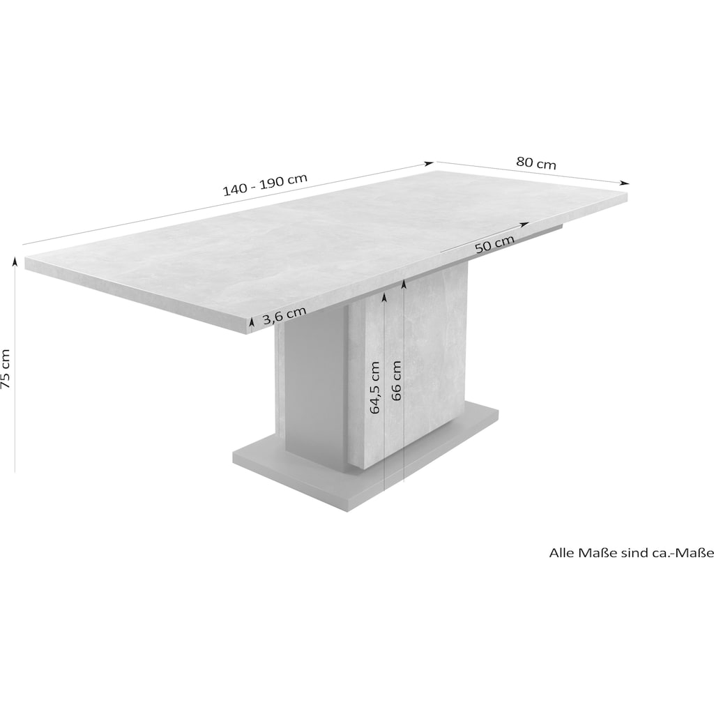 byLIVING Esstisch »Britta«, mit Auszugsfunktion, in 2 Breiten 140-190 cm oder 160-215 cm, Einlegeplatte im Tisch verstaubar