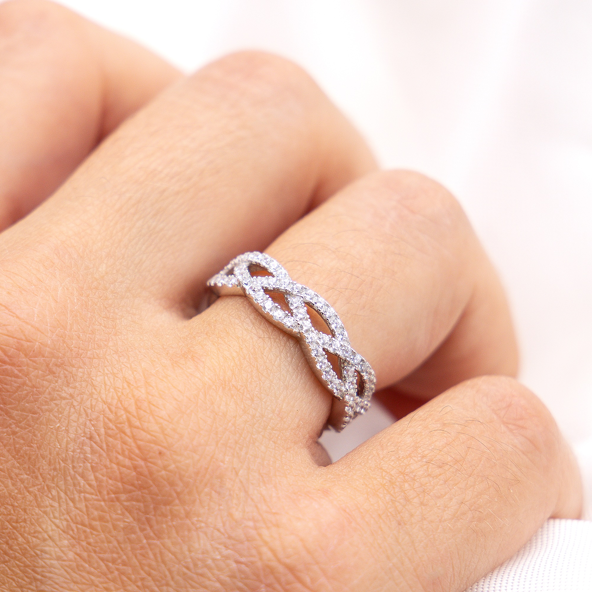 Zeeme Fingerring »Silber 925 rhodiniert mit Zirkonia weiß«