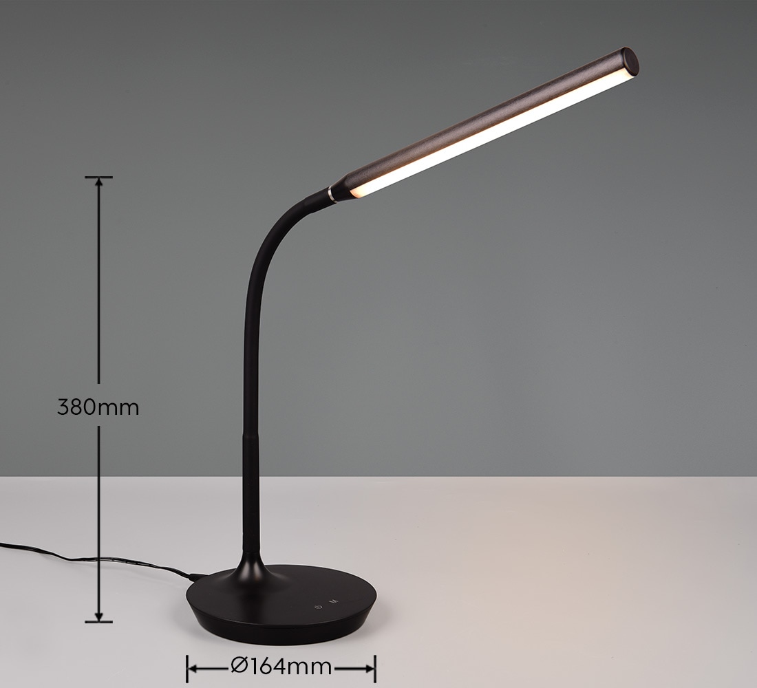 REALITY Leuchten LED Schreibtischlampe »TORO, LED Tischeuchte mit Flexarm, Höhe 38cm Tiefe 35cm 5W 700 Lumen« LED-Board 1 Stk. Farbwechsler | warmweiß - kaltweiß Touch Dimmer und Lichtfarbe in Stufen wählbar 3000-4000-5000K