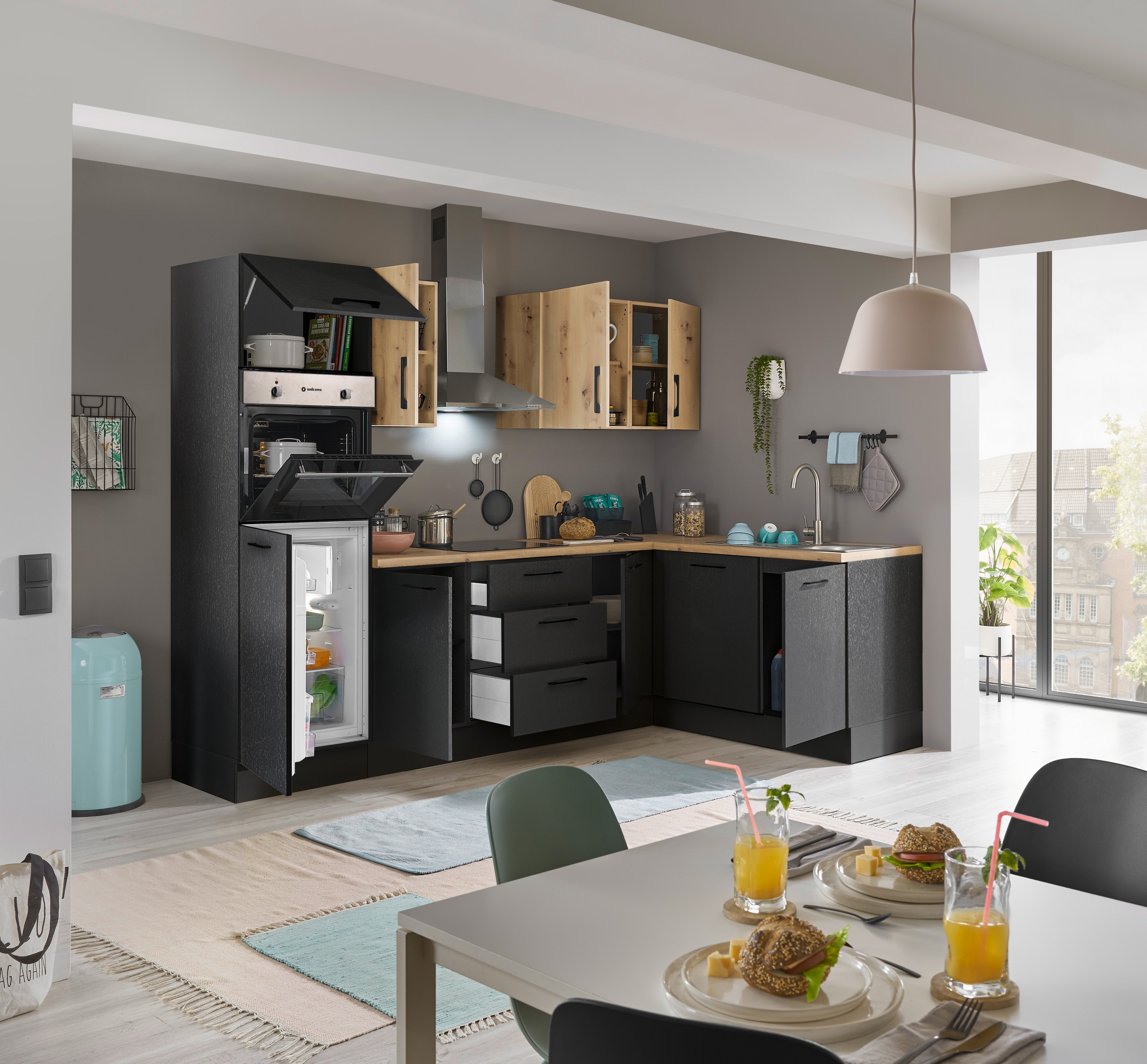 BASIC by Balculina Winkelküche »Turin«, Stellbreite 280x175 cm, wahlweise mit E-Geräten