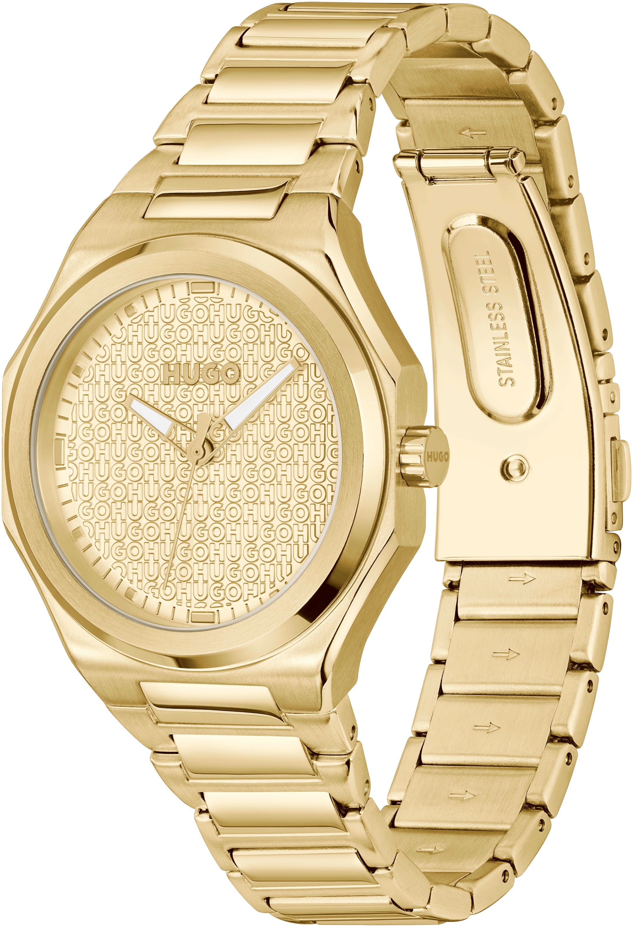 HUGO Quarzuhr »#GRAIL FOR HER«, Armbanduhr, Damenuhr, analog, Edelstahlarmband