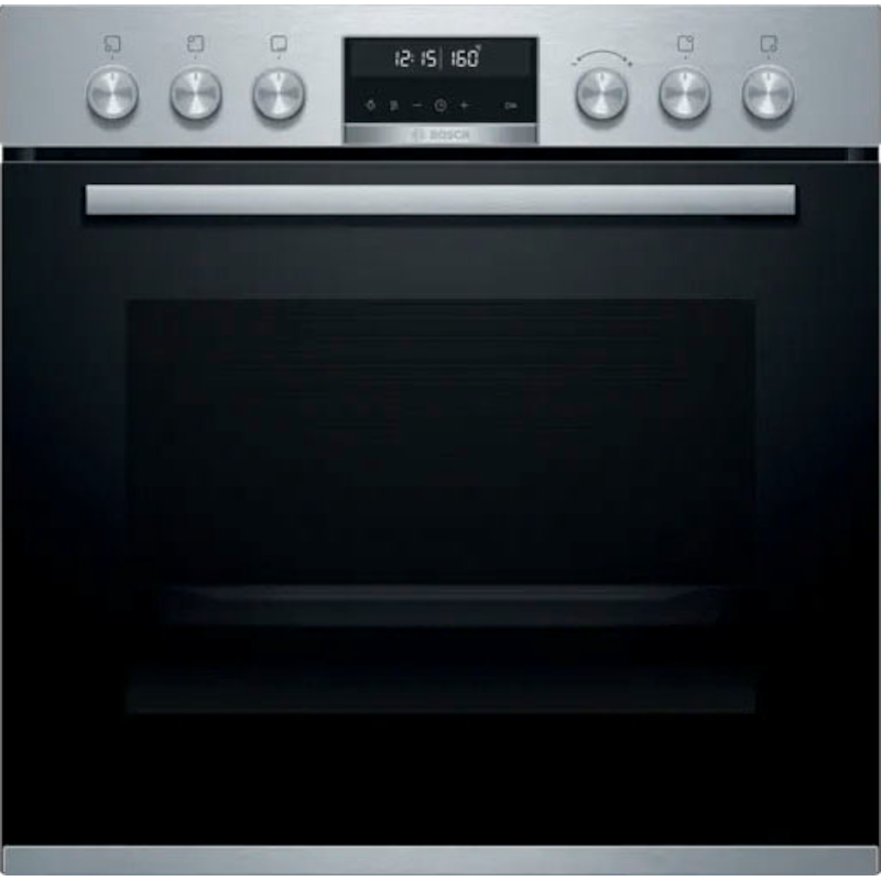 BOSCH Induktions Herd-Set »HEA578BS1« mit Teleskopauszug nachrüstbar Pyrolyse-Selbstreinigung edelstahlfarben Teleskopauszug nachrüstbar