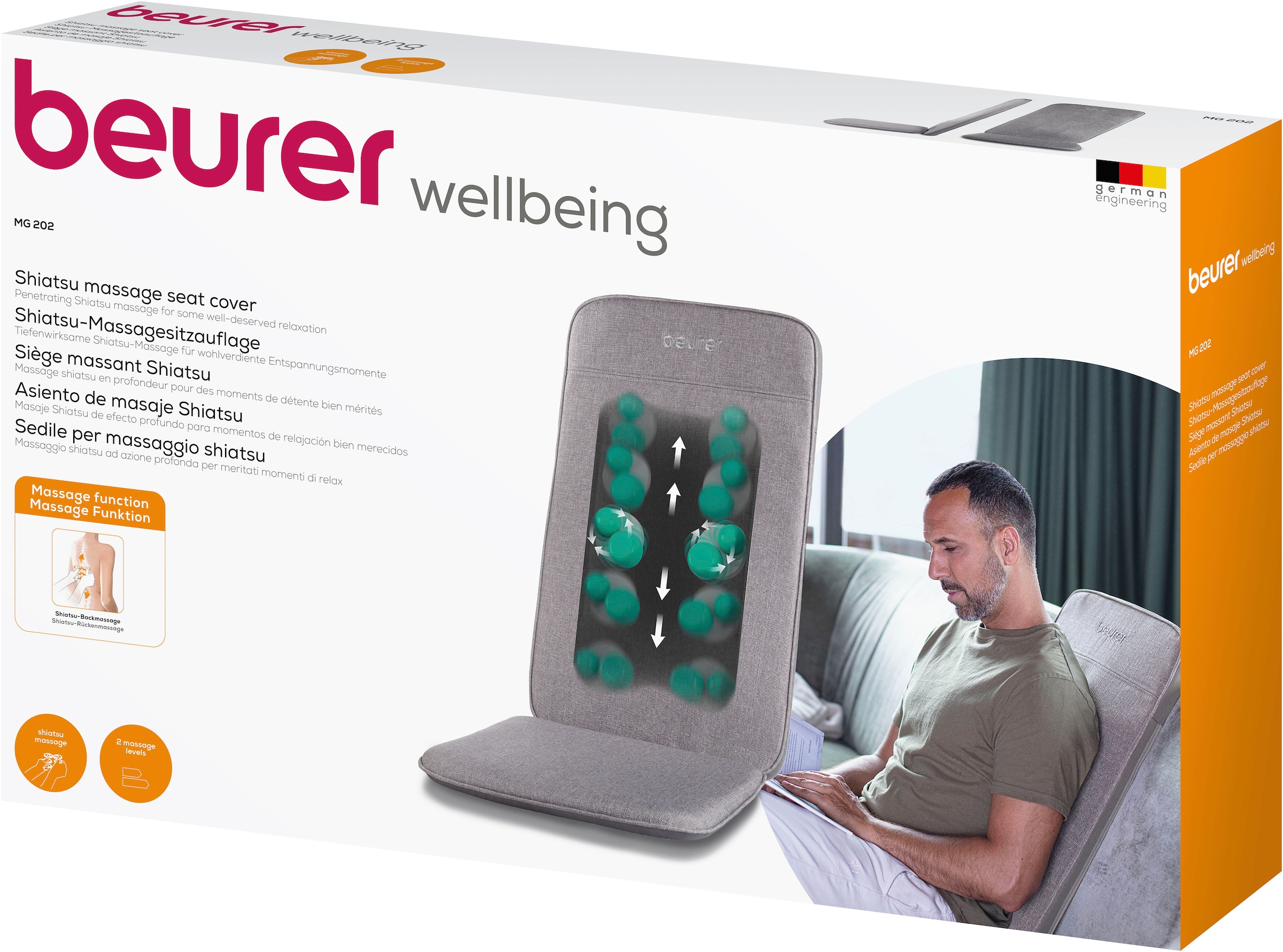 BEURER Shiatsu-Massagesitzauflage »MG 202«, extra leichte Sitzauflage