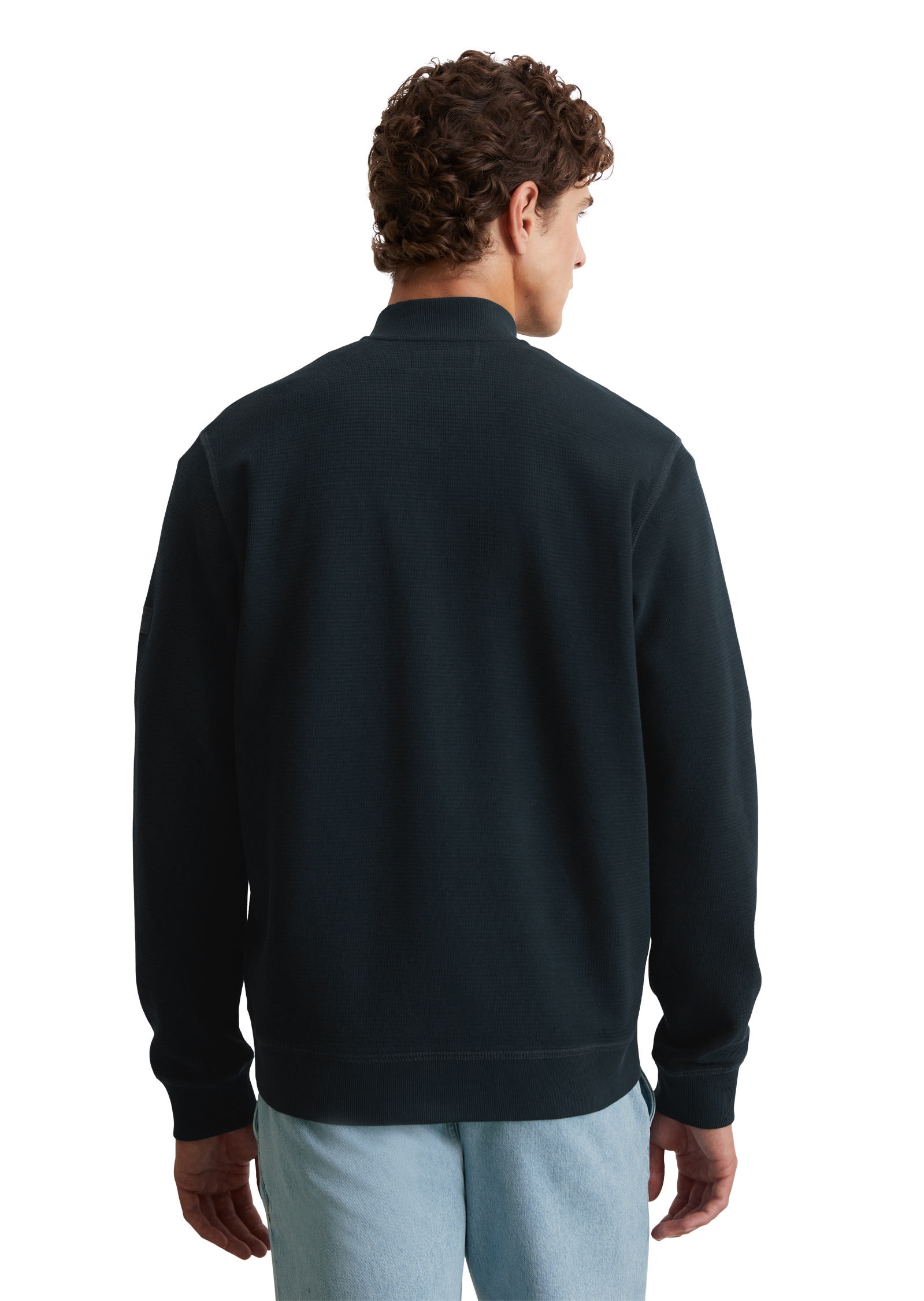 Marc O'Polo Sweatjacke, mit Struktur, Stehkragen, regular fit, 2-Wege-Reißverschluss