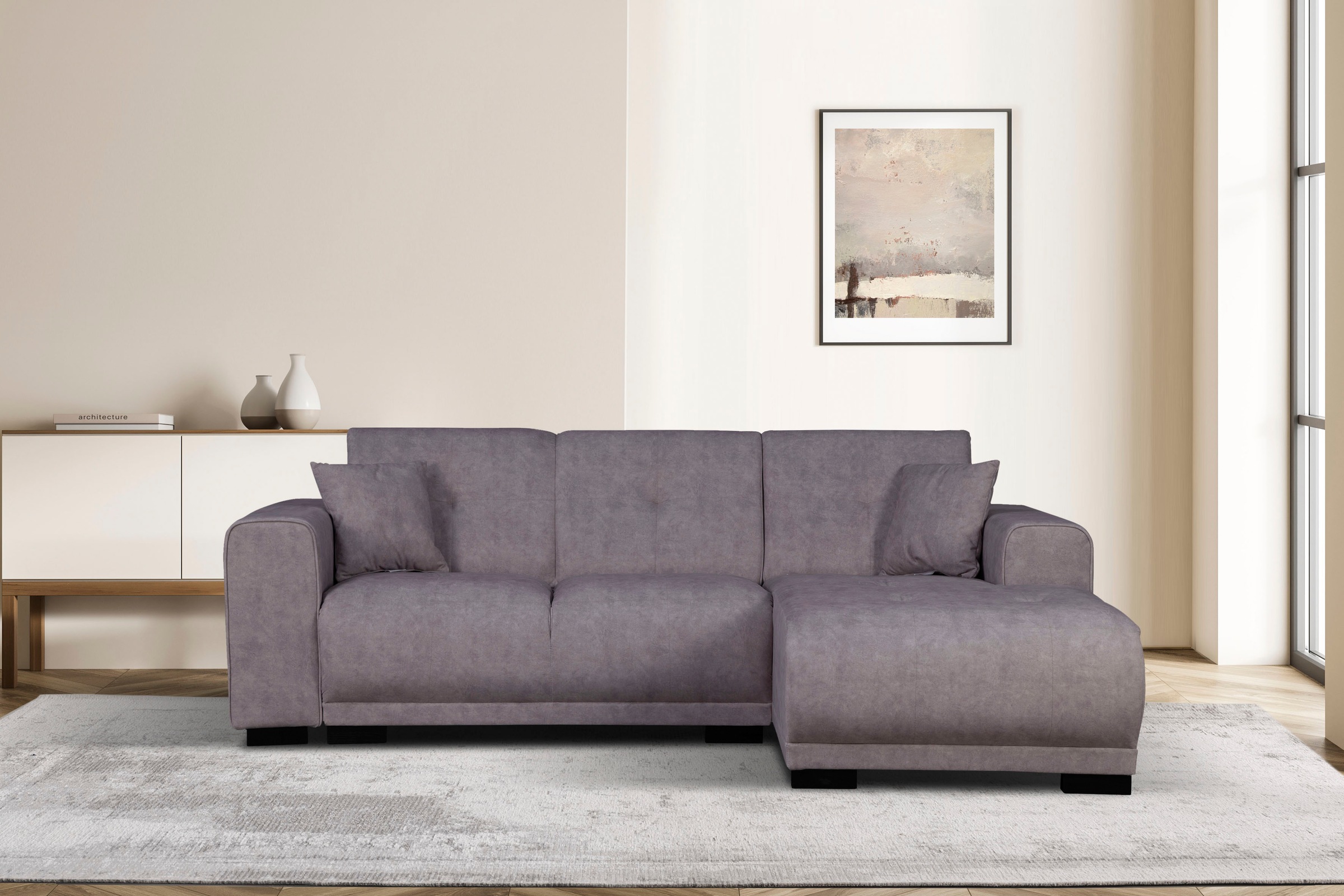 Home affaire Ecksofa »Langeland L-Form«, incl. 2 Zierkissen, Recamiere wahlweise links oder rechts