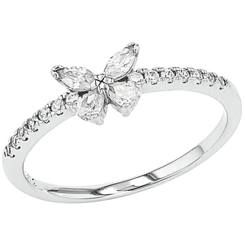 AMOR Fingerring »Schmetterling« mit Zirkonia (synth.) silberfarben-kristallweiß 52 Funkelnder Amor Damen Ring mit einem glitzernden Schmetterling...