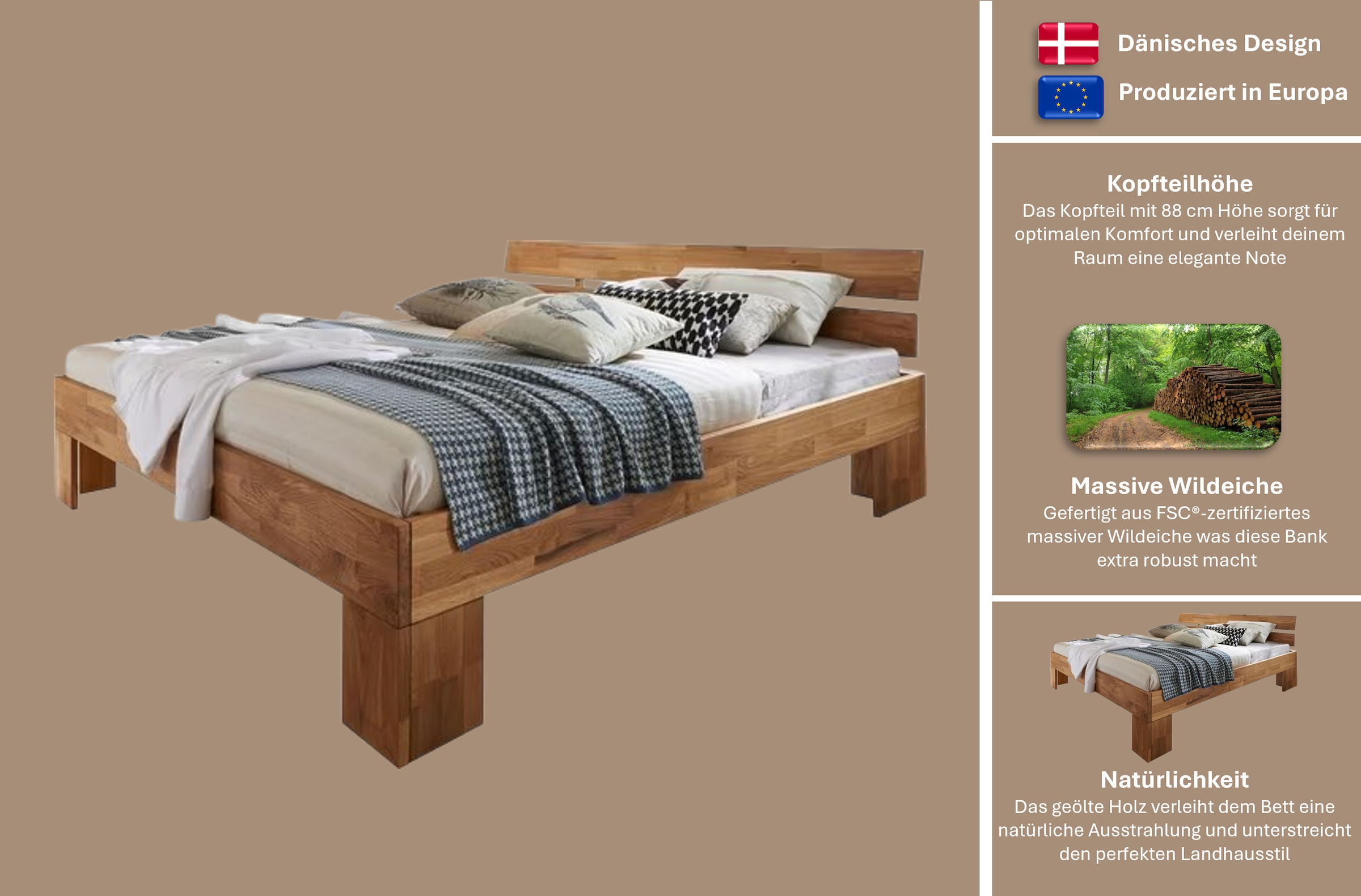 Home affaire Massivholzbett »Tommy FSC-zertifiziertes Massivholz in Futon S günstig online kaufen