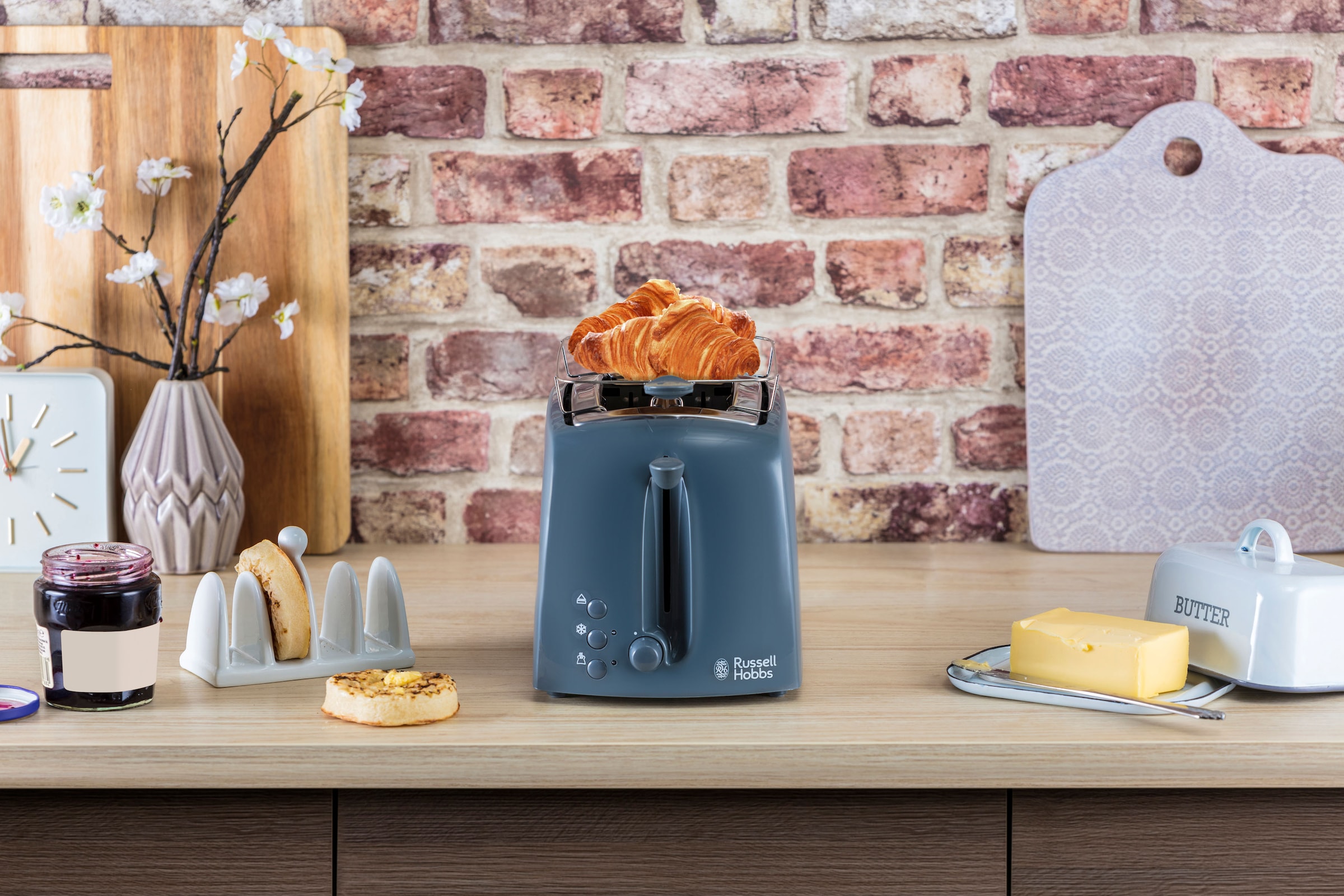 RUSSELL HOBBS Toaster »Textures Grey 21644-56«, 2 kurze Schlitze, für 2 Scheiben, 850 W