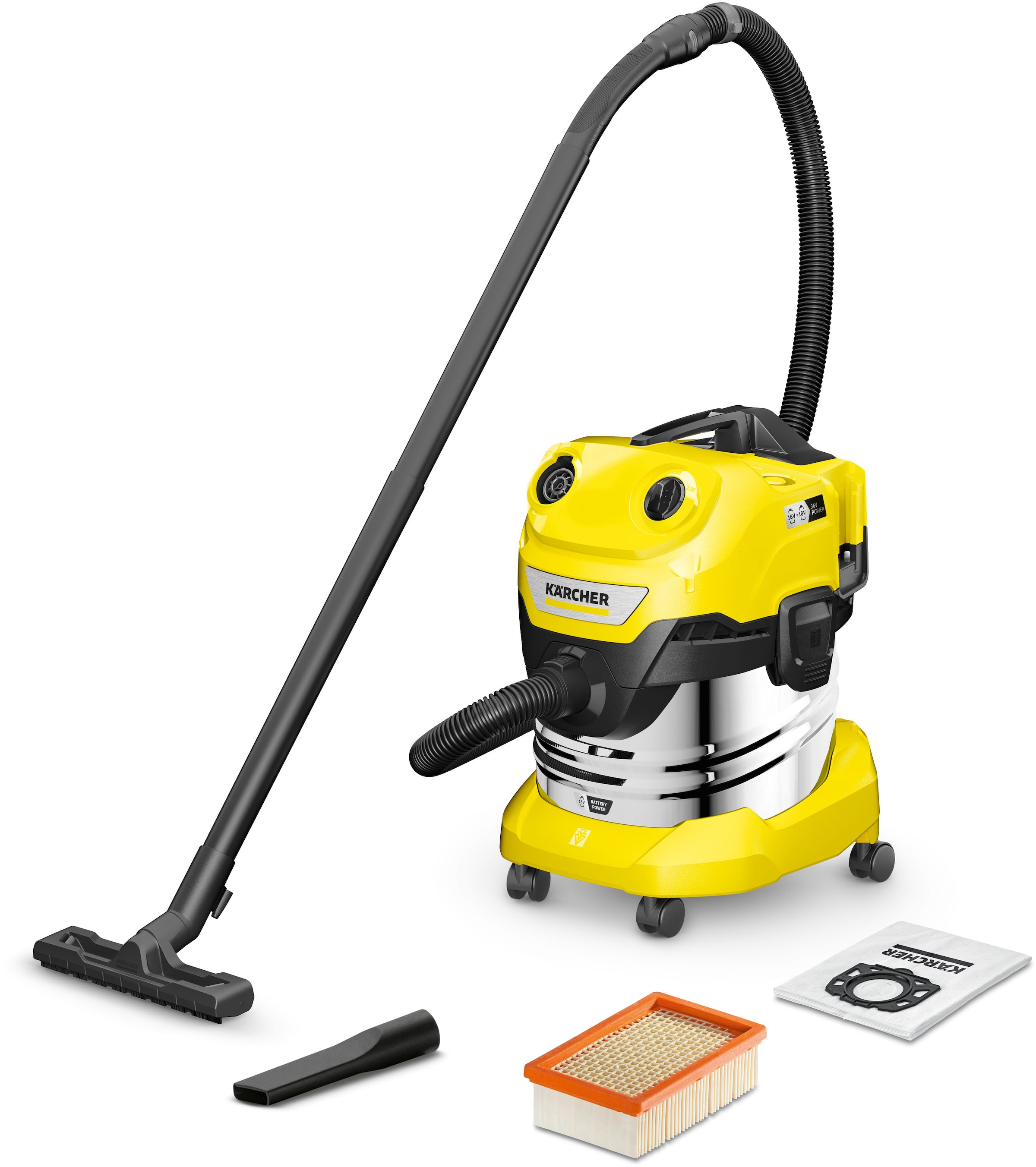 KÄRCHER Nass-Trocken-Sauger »WD 4-18 S Dual V-20/22«, 36-V-Motor, 20 l Edelstahlbehälter, ohne...