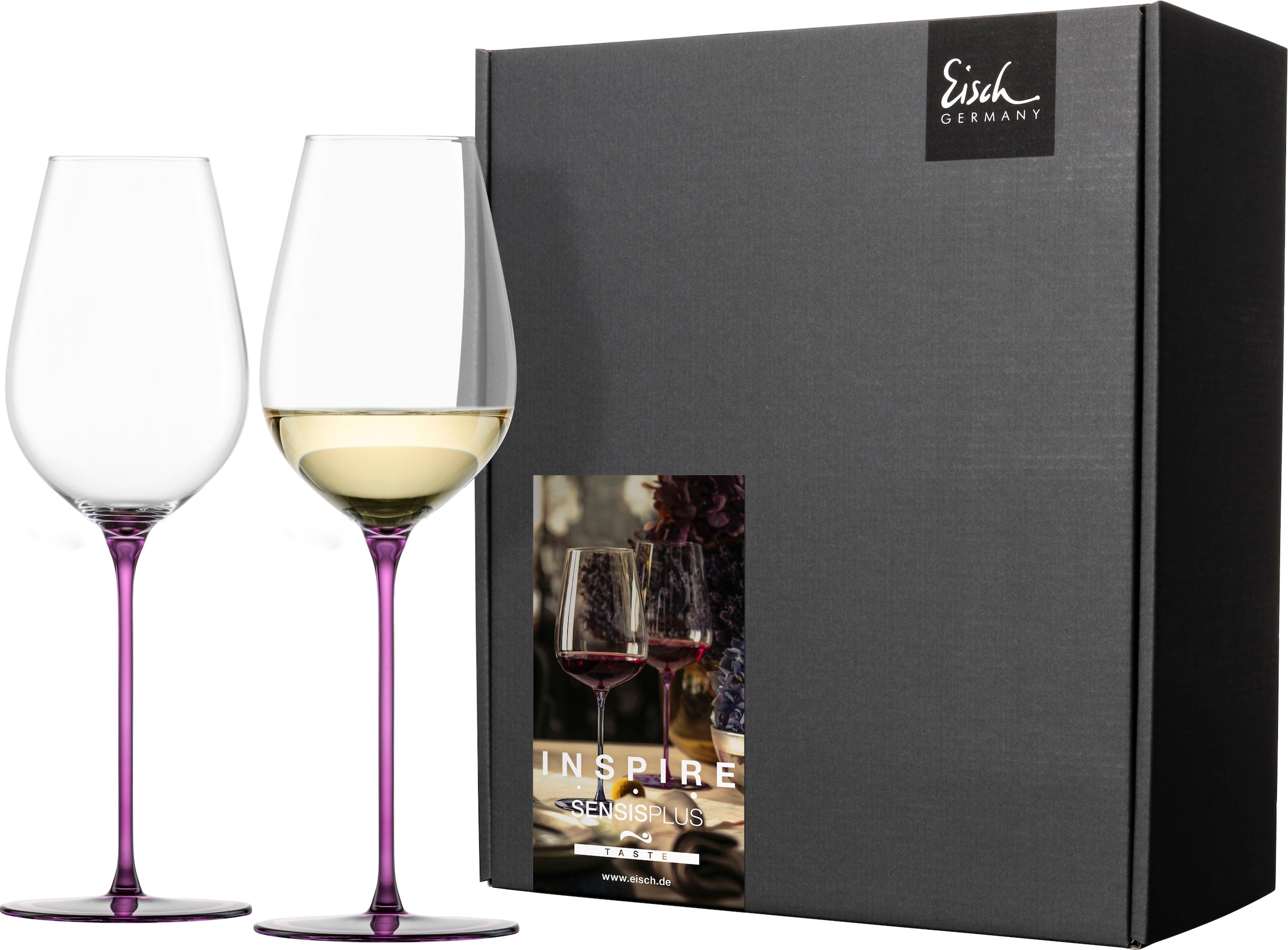 Eisch Germany Champagnerglas »INSPIRE SENSISPLUS«, (Set, 2 tlg., 2 Gläser im Geschenkkarton), die Veredelung der Stiele erfolgt in Handarbeit, 400 ml, 2-teilig