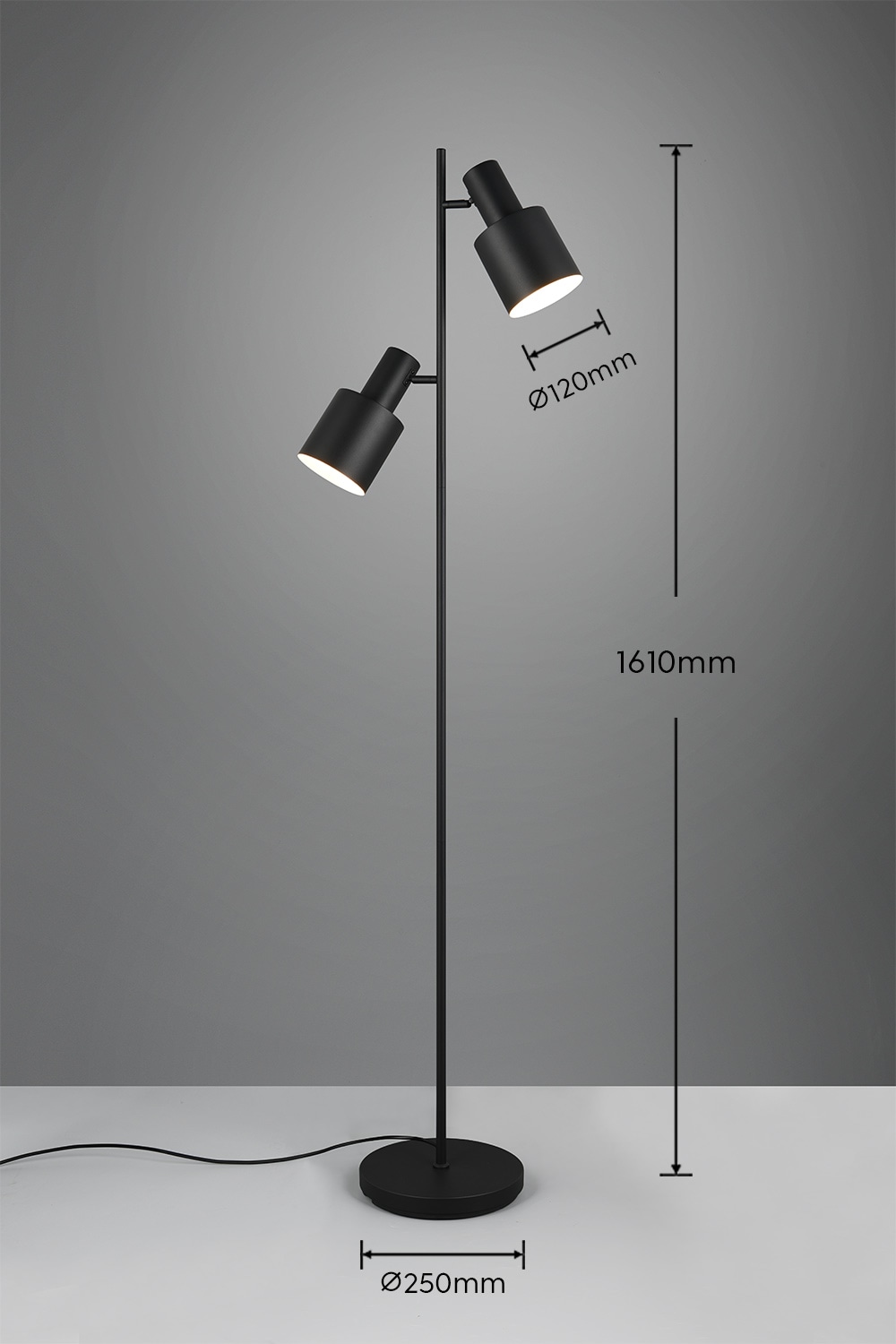 TRIO Leuchten Stehlampe »AGUDO, Stehleuchte 2-flammig, exkl 2xE27 max 10W, mit Fußschalter«, 2 flammig, Leuchtmittel E27 | Leuchtmittel wechselbar, 161cm hoch, Metall Lampenschirme, Stehlampe Wohnzimmer Esszimmer