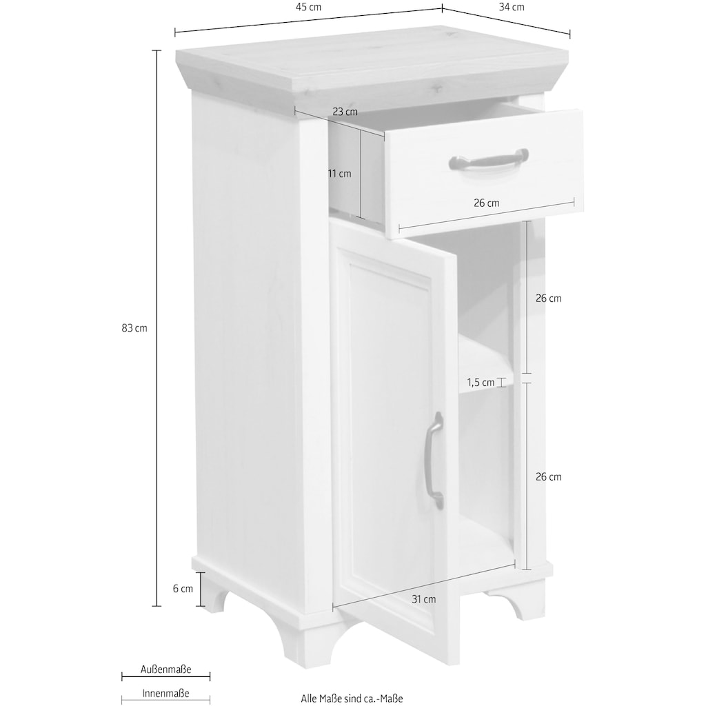 Mäusbacher Unterschrank »Mali«, Landhausstil, Breite 45 cm, Höhe 83 cm, Metallgriffe