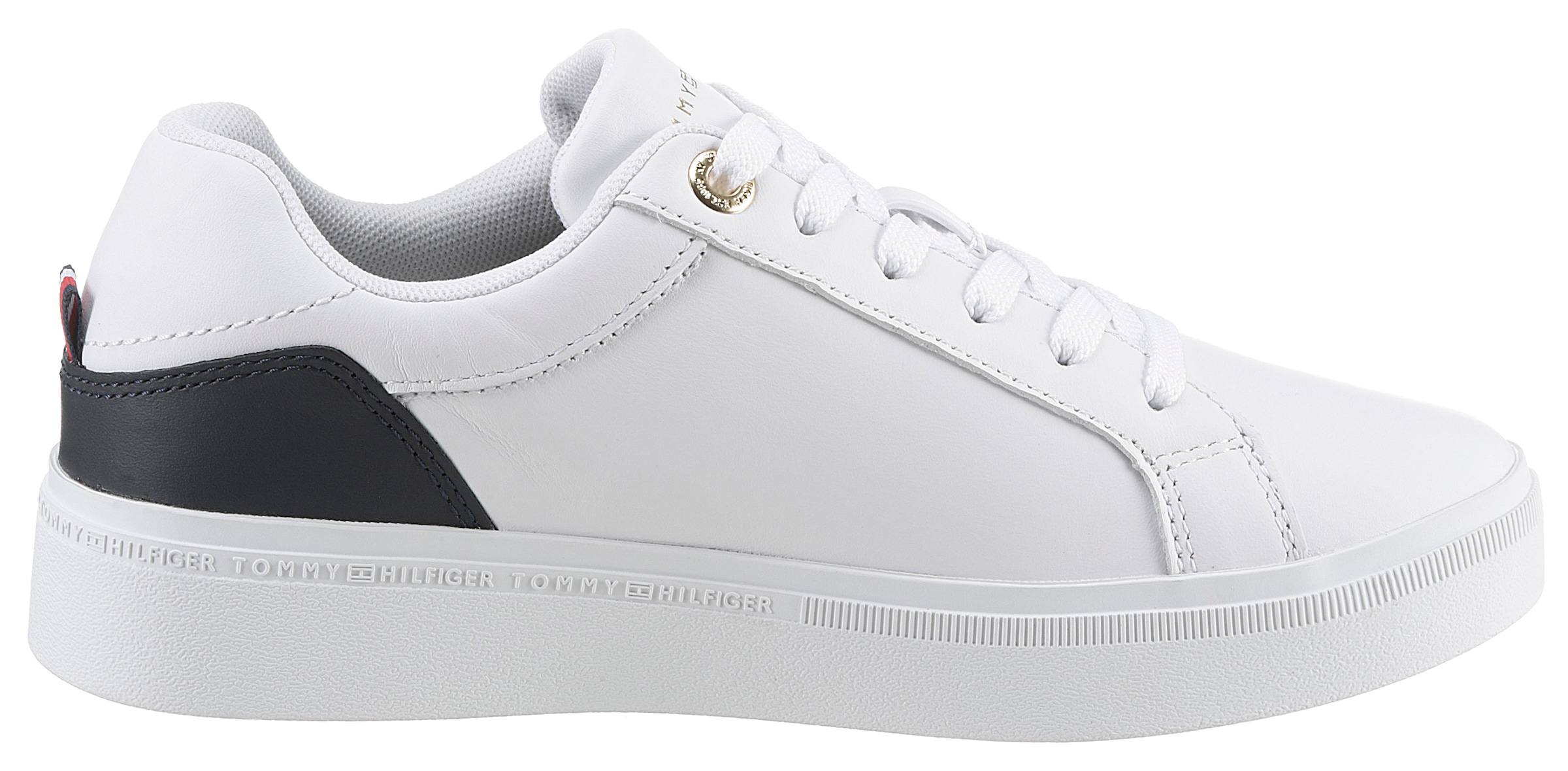 Tommy Hilfiger Plateausneaker »ELEVATED ESSENTIAL COURT SNEAKER«, mit Kontrastbesatz an der Ferse, Freizeitschuh, Halbschuh, Schnürschuh