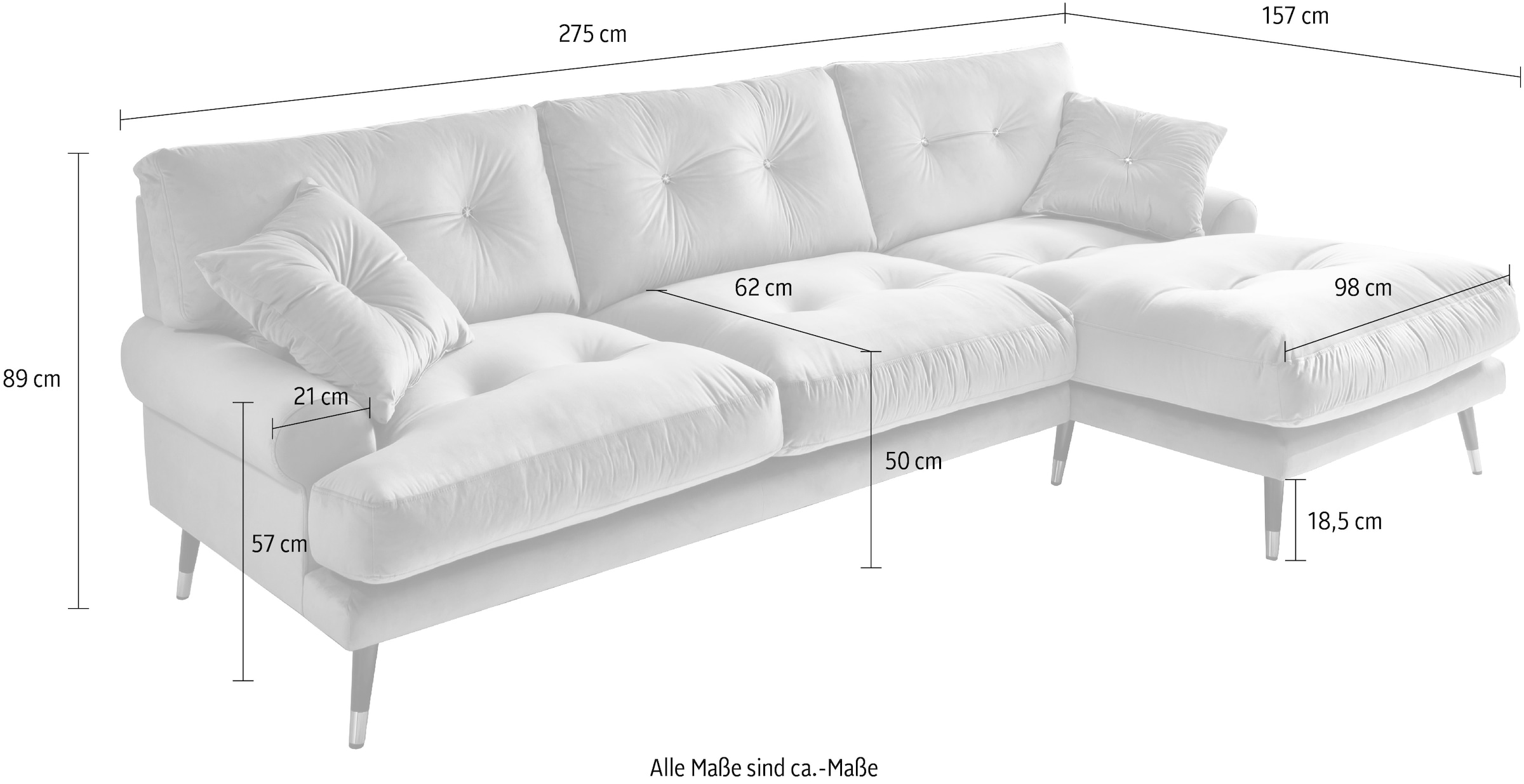 Trends by HG Ecksofa »Samir L-Form«, mit Strasssteinen und goldfarben Applikationen