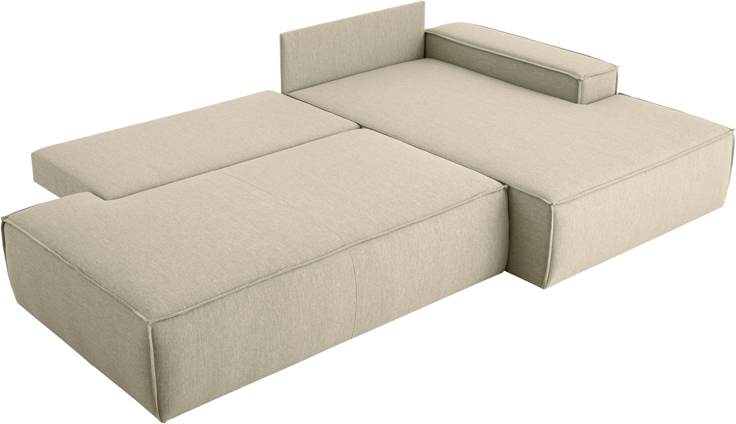 Home affaire Ecksofa »SHERWOOD, Schlafsofa in L-Form offen (275cm), Cord, Leinenoptik«, Schlaffunktion und Bettkasten, Kedernaht, hoher Sitz- & Liegekomfort