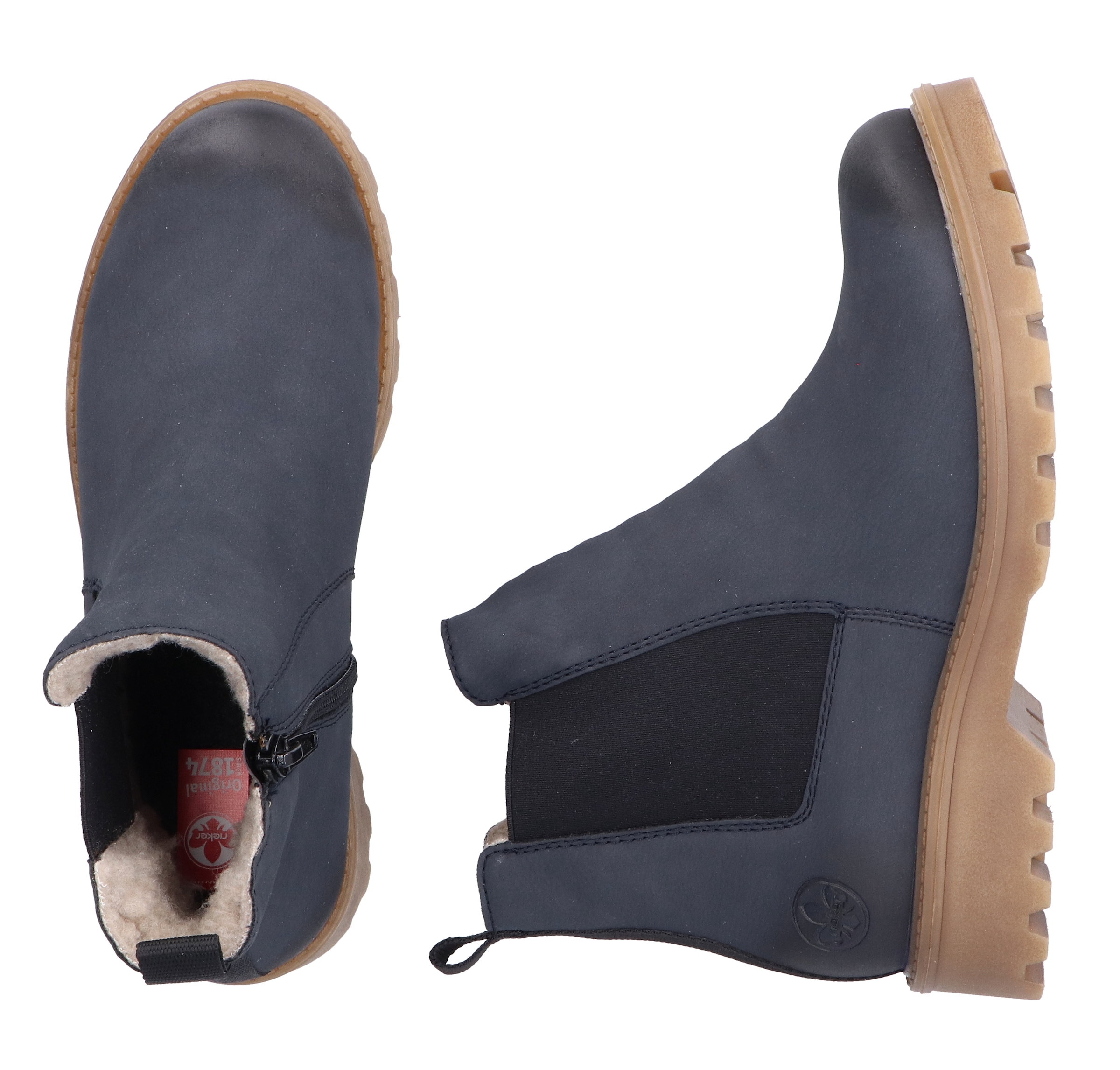 Rieker Chelseaboots, Schlupfboots, Stiefelette, Blockabsatz, mit kuscheligem Warmfutter