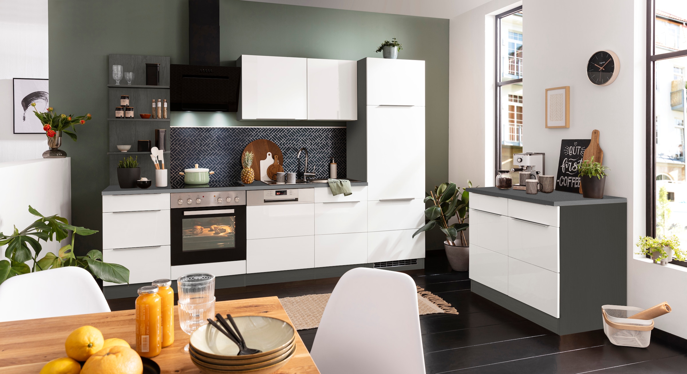 HELD MÖBEL Küchenzeile »Brindisi«, mit E-Geräten, Breite 280 cm online  kaufen | Küchenzeilen mit Geräten