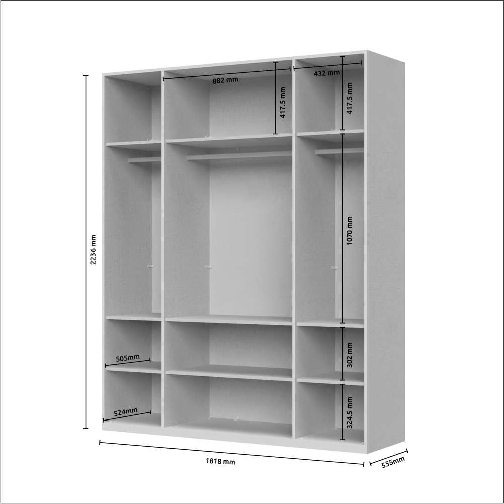 Places of Style Drehtürenschrank »Opera Parsol-Glastüren, LED-Innenbeleuchtung, mit und ohne Kranz«, Glastüren, UV-Lack, LED-Innenbeleuchtung, Soft-Close-Funktion