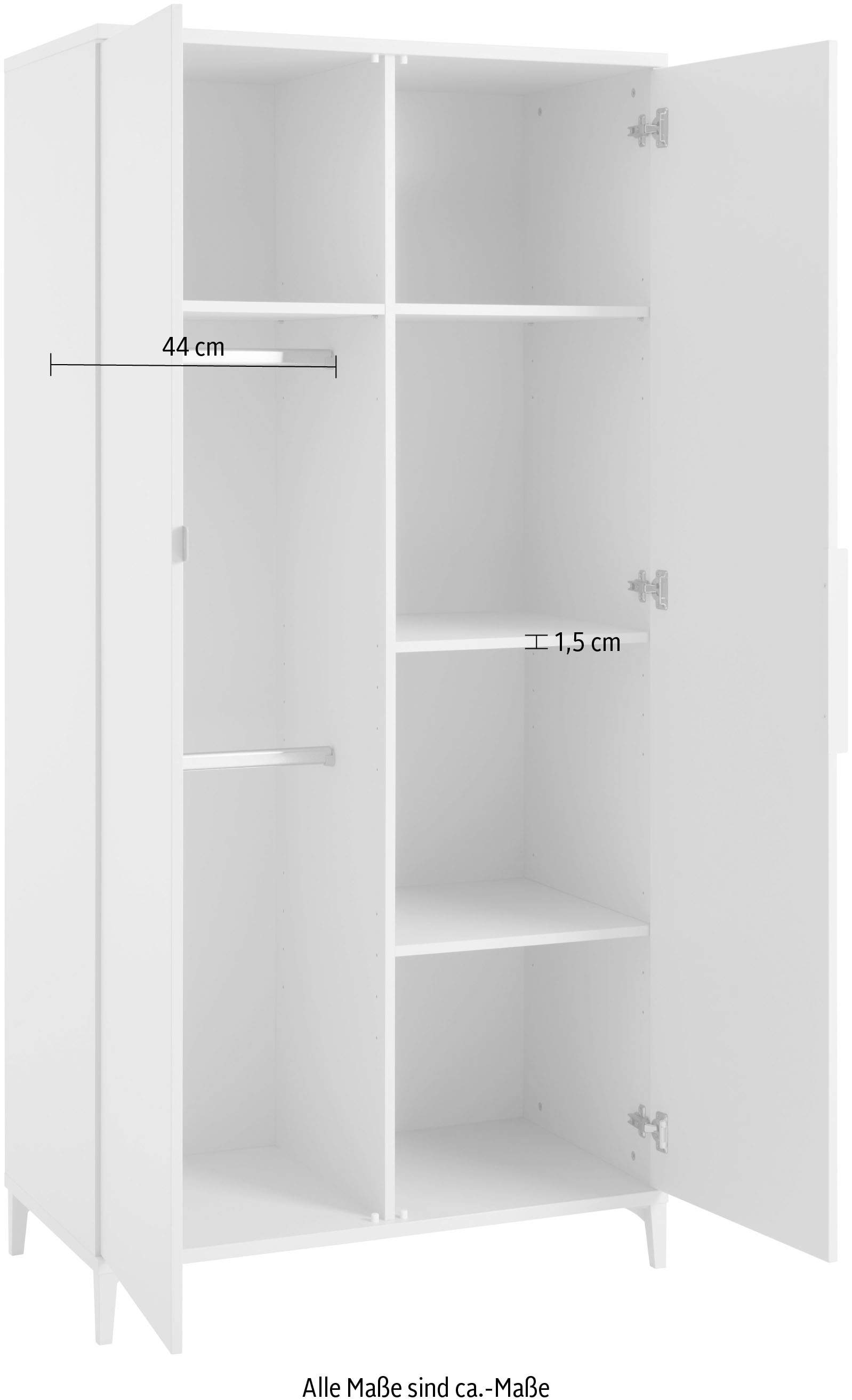 YUNY by PAIDI Kleiderschrank »SISTER LOU, yuny by PAIDI«, mit 2 Türen, inklusive 4 Einlegeböden und 2 Kleiderstangen