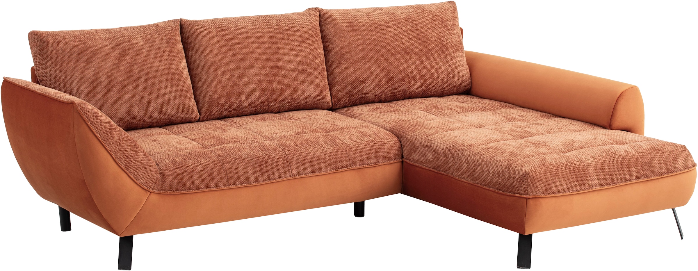 exxpo - sofa fashion Ecksofa »Bellinii, Materialmix, Strukturbezug und pflegeleichter Microvelours«, bequem und modern, Materialmix, L-Form