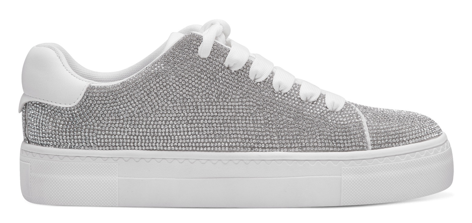 Tamaris Plateausneaker, Freizeitschuh, Halbschuh, Schnürschuh im Silber-Glitzer-Look