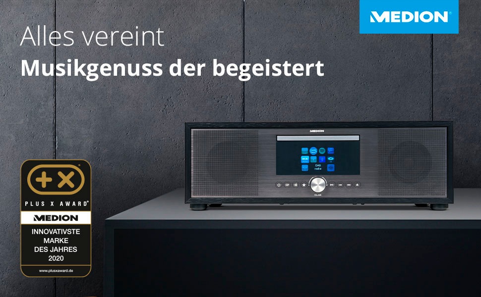 Medion® Internet-Radio »All-In-One Audio System LIFE® P-Serie«, (Bluetooth-LAN (Ethernet)-WLAN Internetradio-Digitalradio (DAB+)-UKW mit RDS-FM-Tuner 80 W)