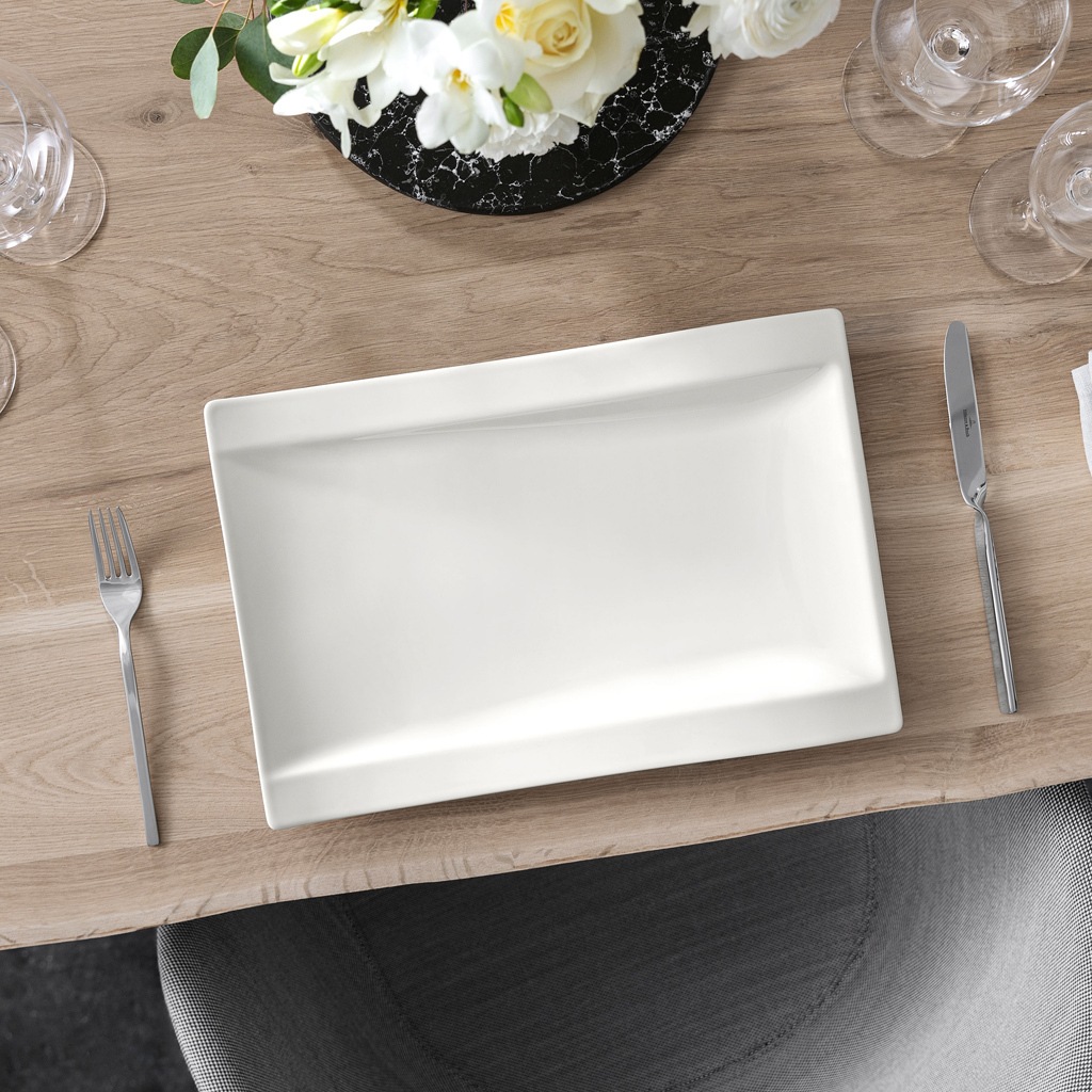 Villeroy & Boch Speiseteller »Gourmetteller NewWave 37 x 25 cm 4er Set weiß günstig online kaufen