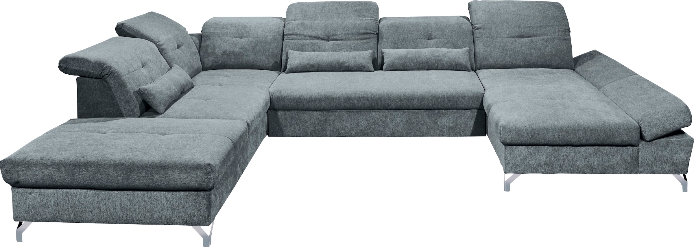 ED EXCITING DESIGN Wohnlandschaft »Melfi U-Form mit Bettfunktion, Bettkasten«, Arm- & Kopfteilverstellung & 3 Nierenkissen