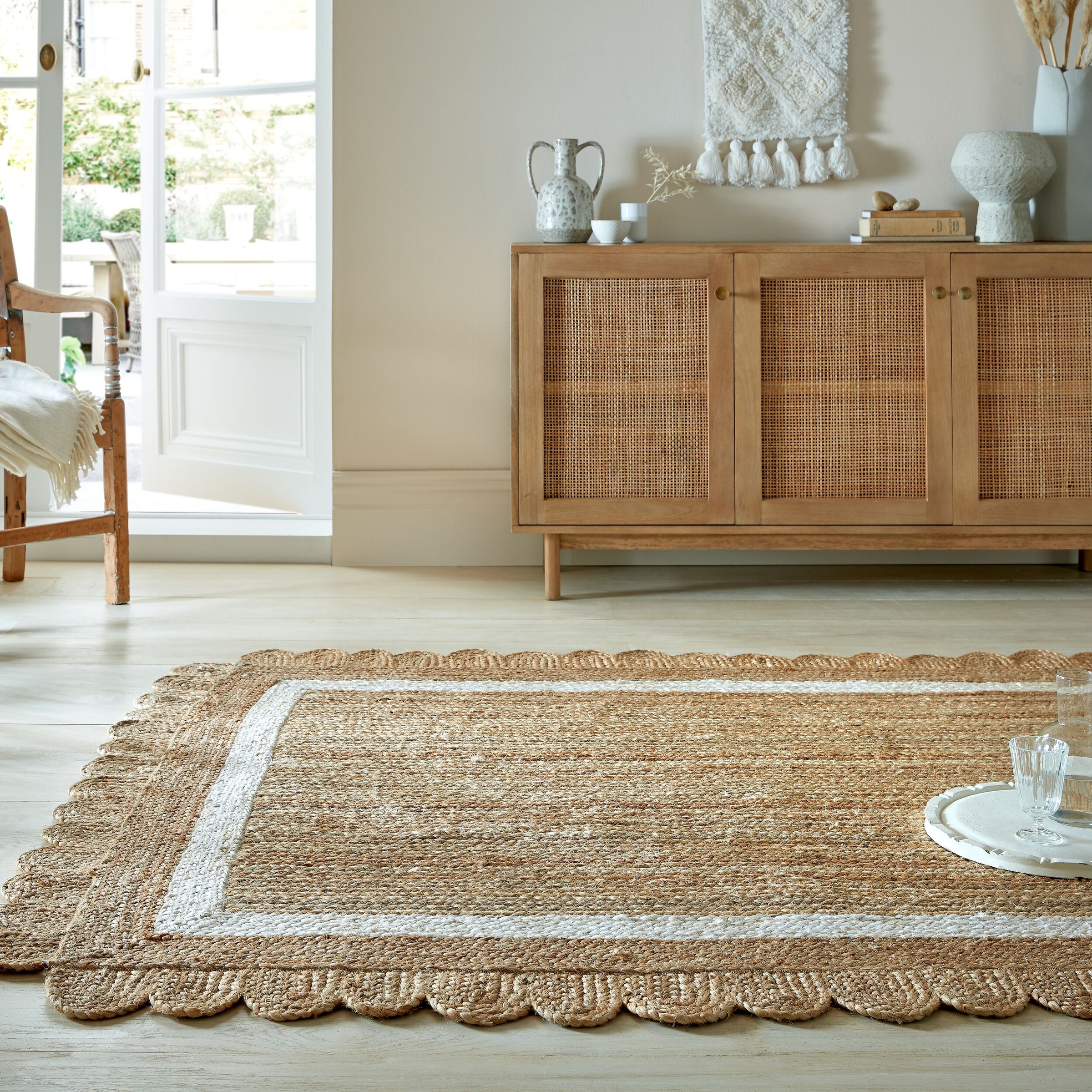 FLAIR RUGS Teppich »Grace«, rechteckig, 4 mm Höhe, Jute Teppich mit Wellens günstig online kaufen