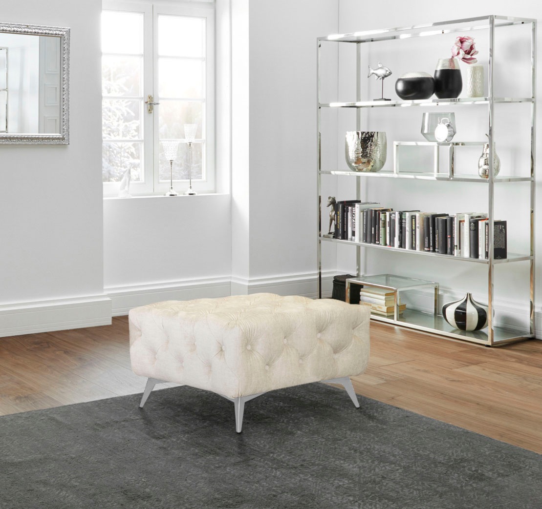 Leonique Polsterhocker »Glynis«, aufwändige Knopfheftung, moderne Chesterfield Optik, Fußfarbe wählbar