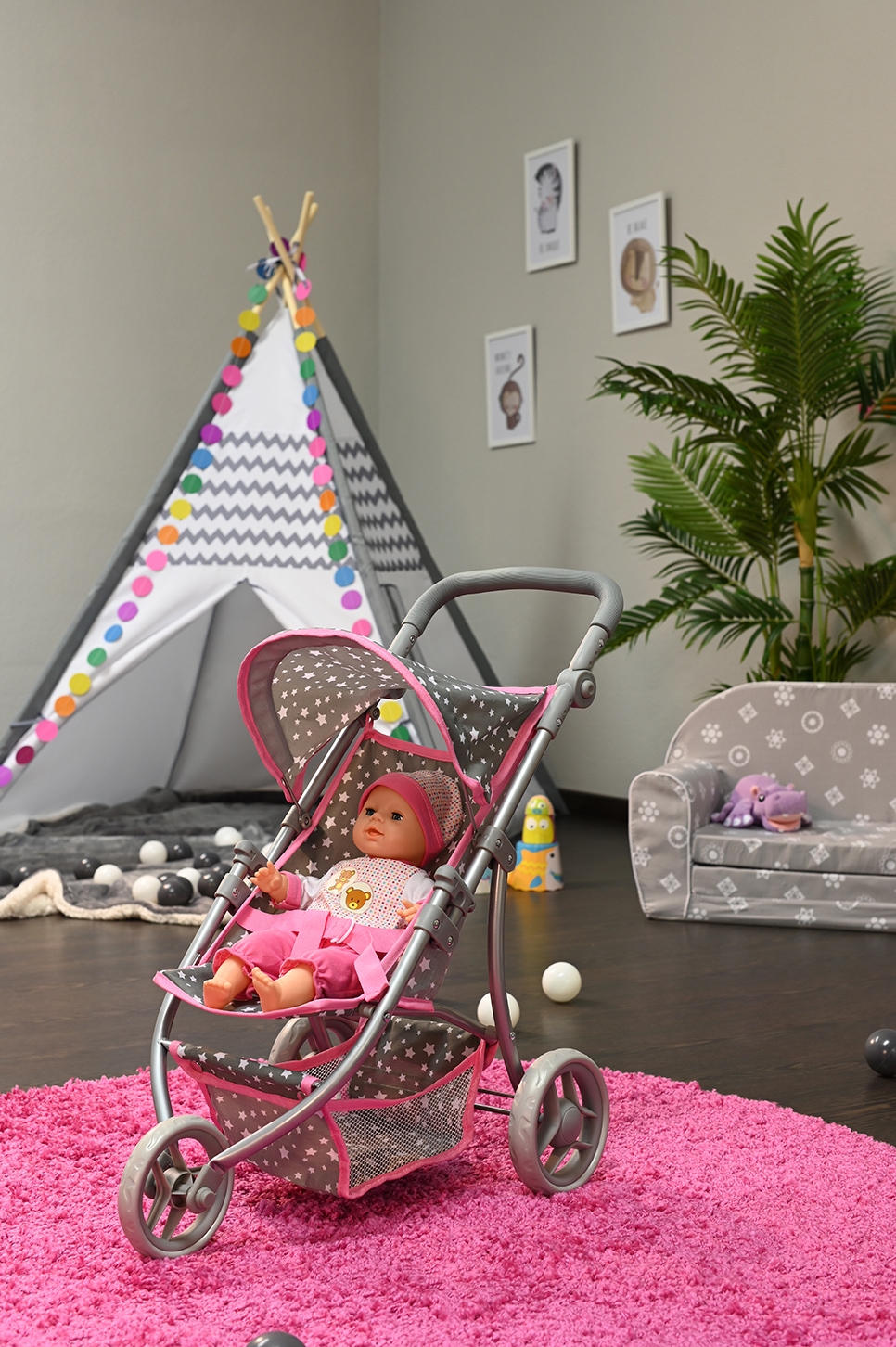 Knorrtoys® Puppenbuggy »Lio - Star Grey«