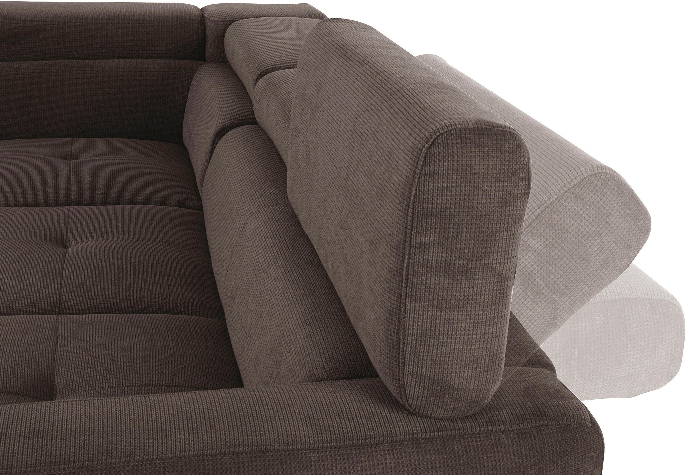 COTTA Polstergarnitur »Sammy L-Form«, (Set), Set bestehend aus: Ecksofa mit Kopfteilverstellung & Hocker